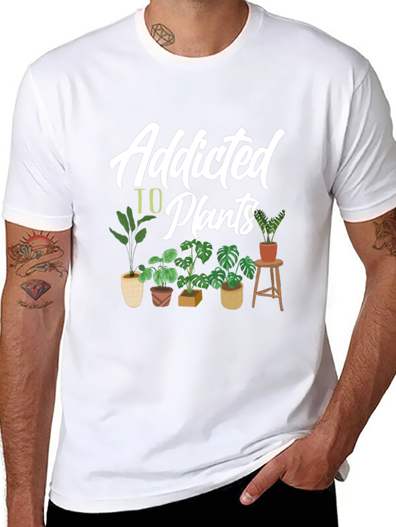 Addicted to Plants Graphic Tee - Black Cotton T-Shirt