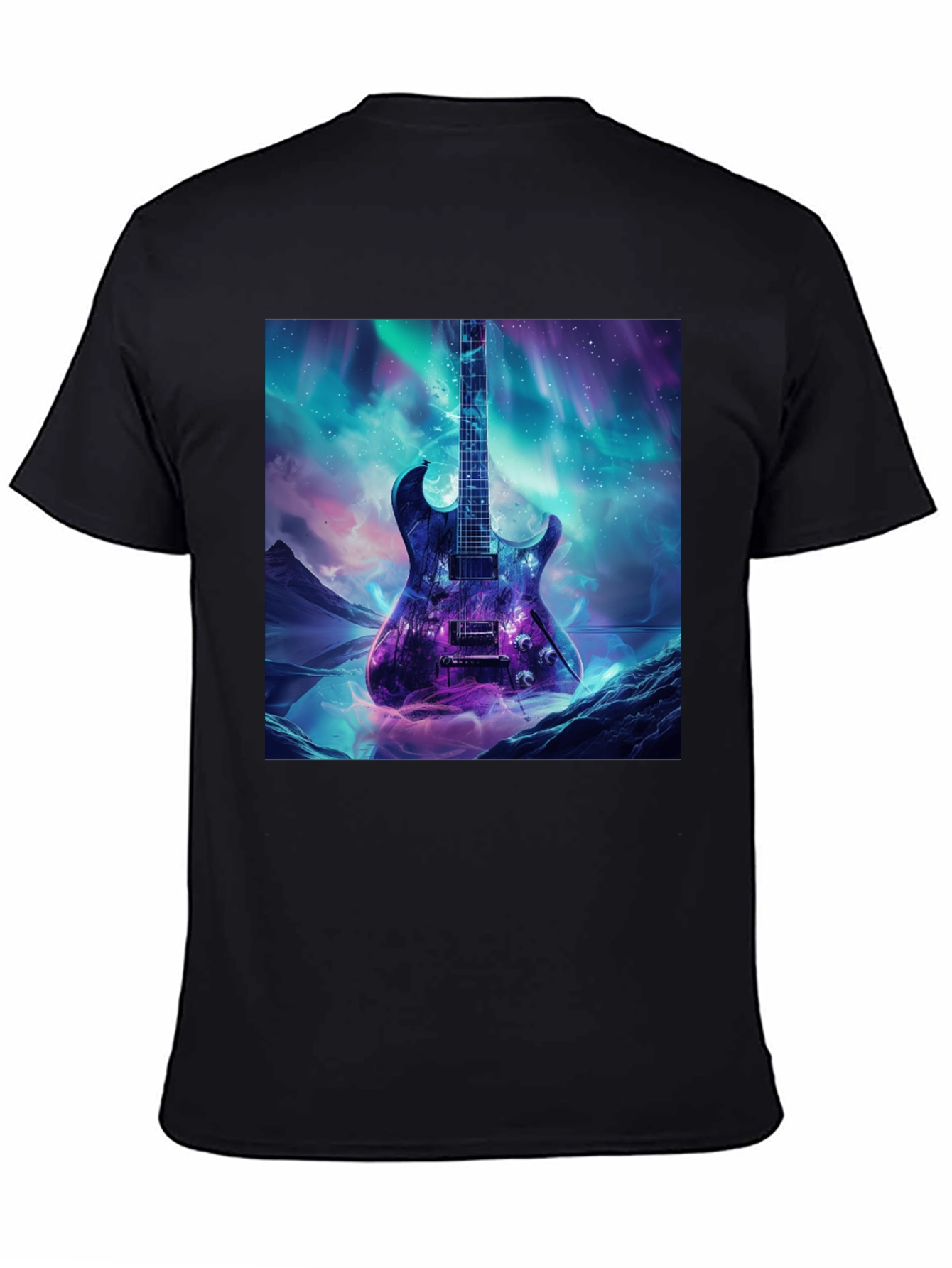 Guitar Galaxy Graphic Tee - Black Cotton T-Shirt