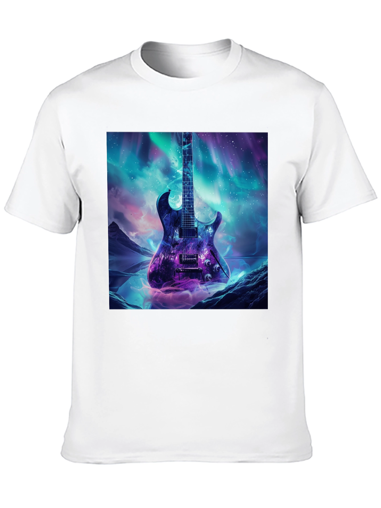 Guitar Galaxy Graphic Tee - Black Cotton T-Shirt
