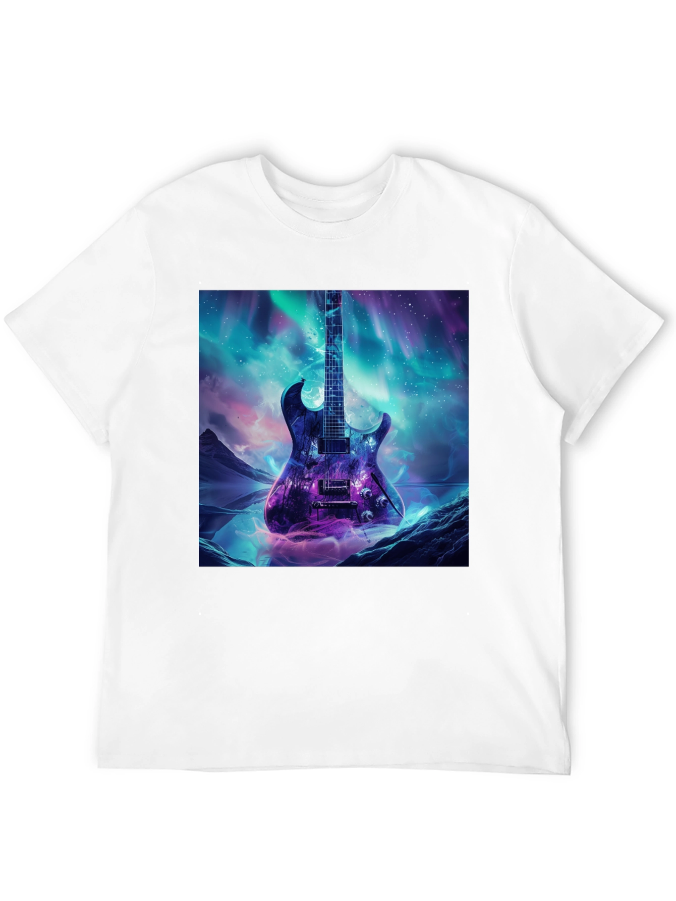 Guitar Galaxy Graphic Tee - Black Cotton T-Shirt