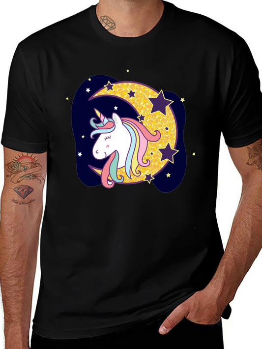 Unicorn Moon Graphic Tee - Stylish Black T-Shirt