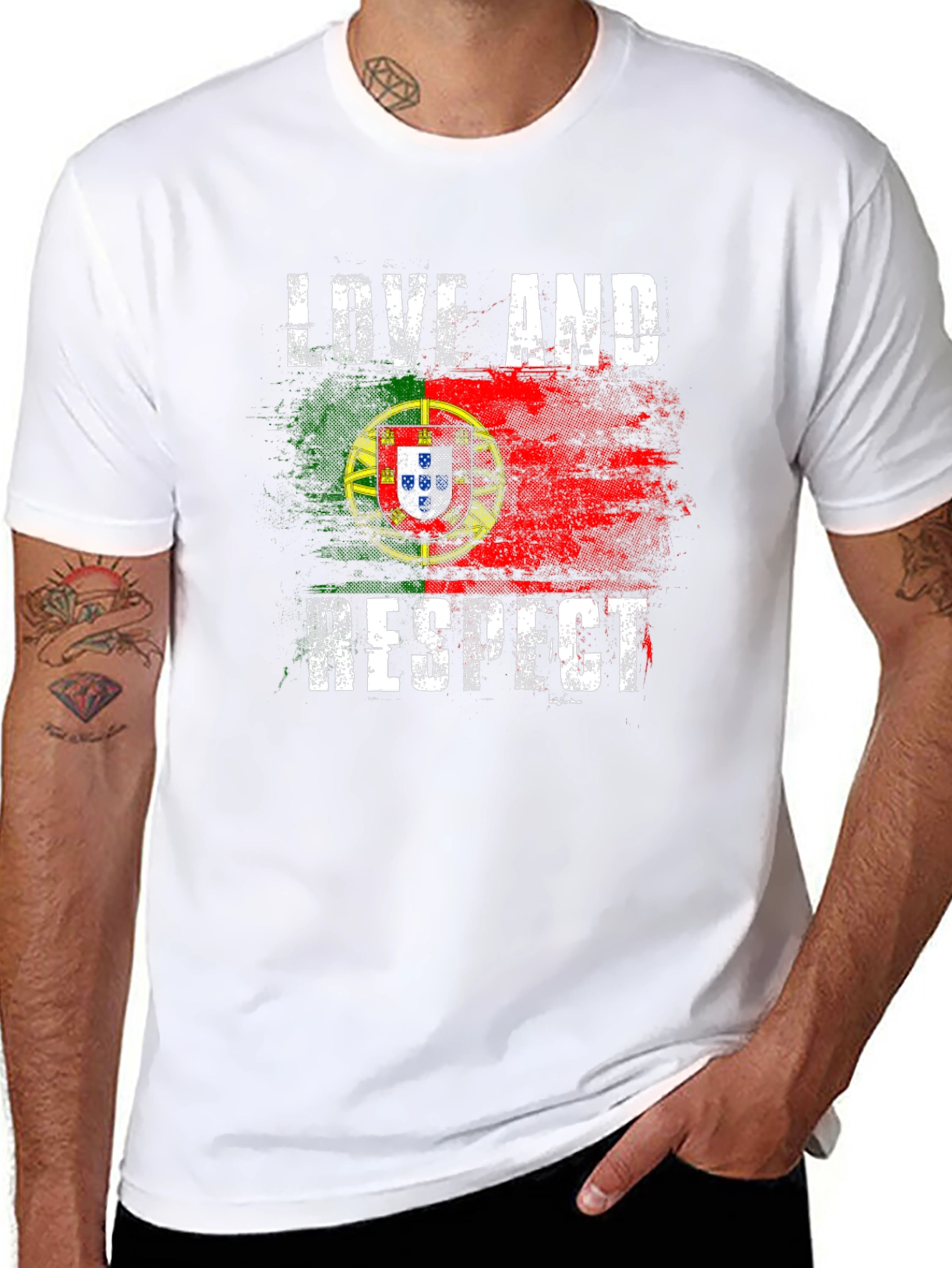 Portugal Flag Love and Respect T-Shirt