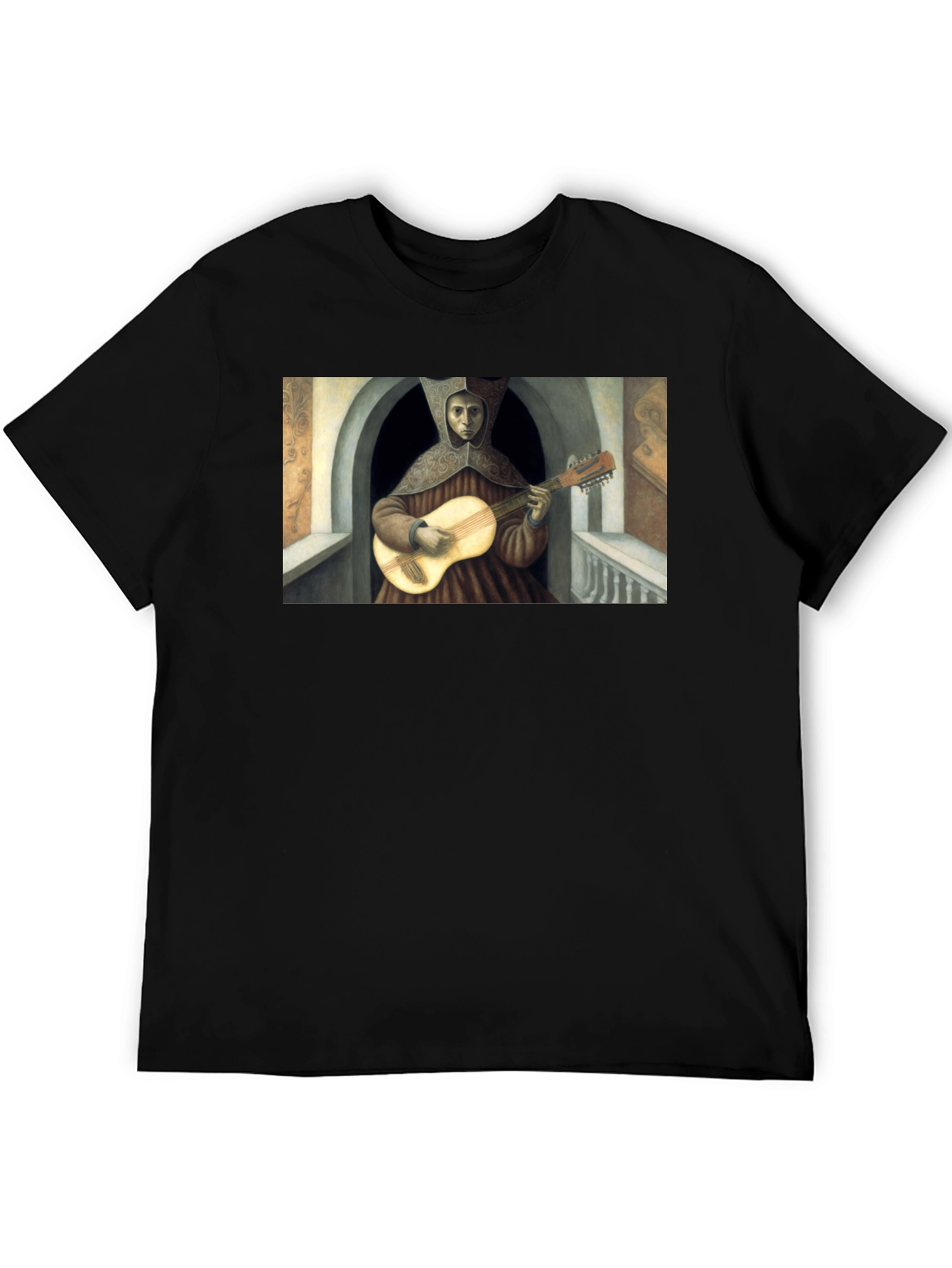 Mans Black T-Shirt with Musician Print