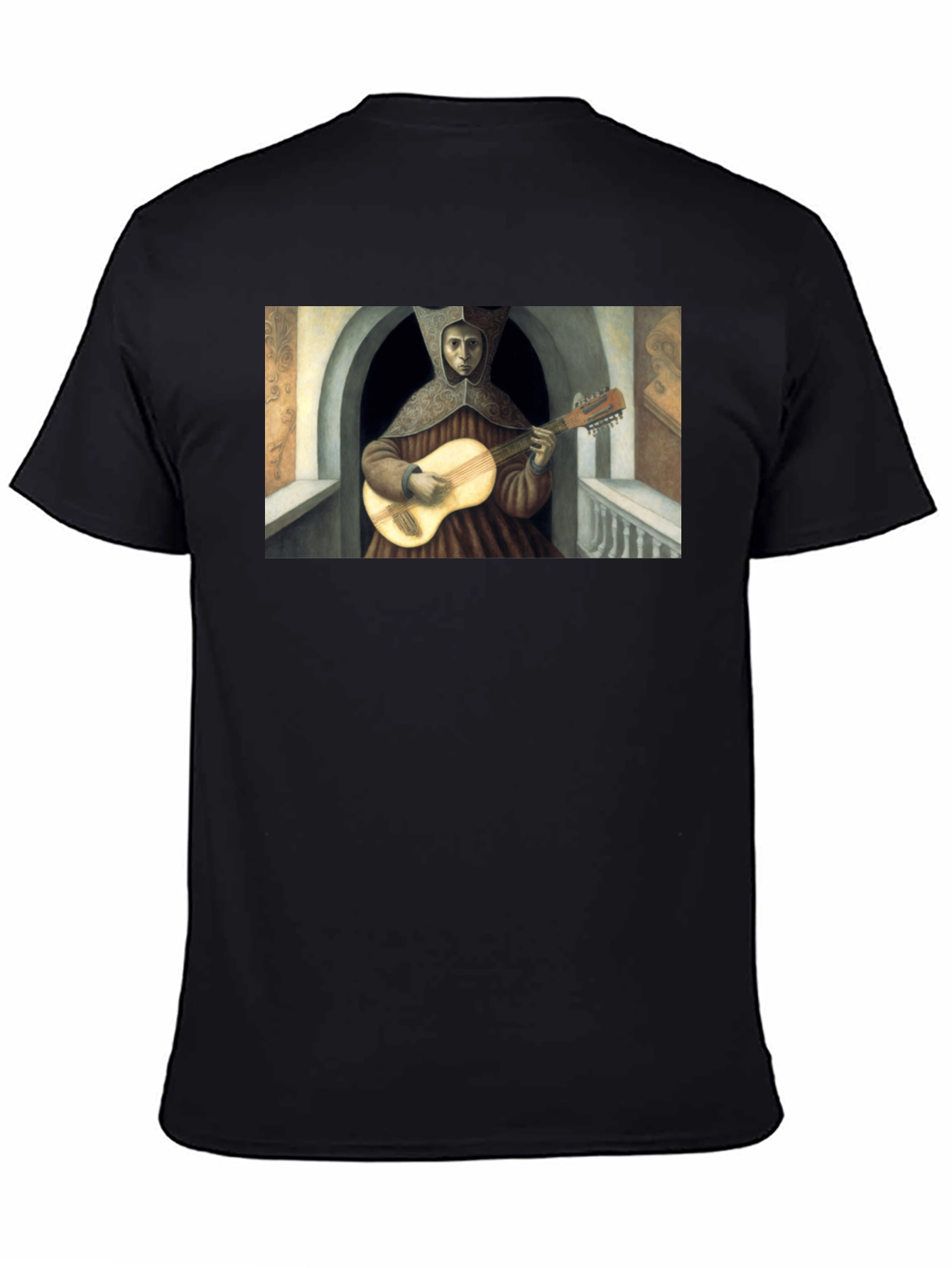 Mans Black T-Shirt with Musician Print