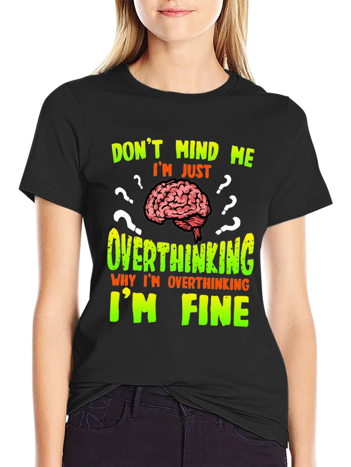 Overthinking Brain Graphic T-Shirt - Funny Novelty Tee