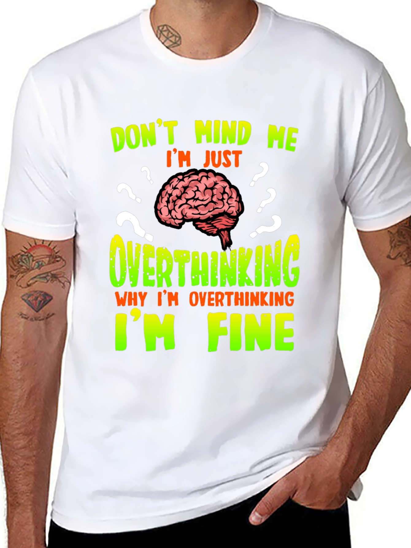 Overthinking Brain Graphic T-Shirt - Funny Novelty Tee