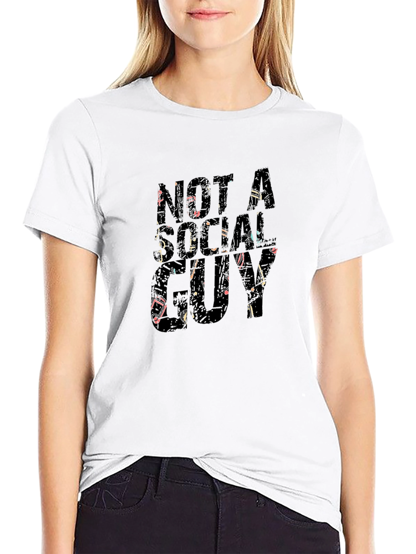 Not A Social Guy Graphic Tee - Black