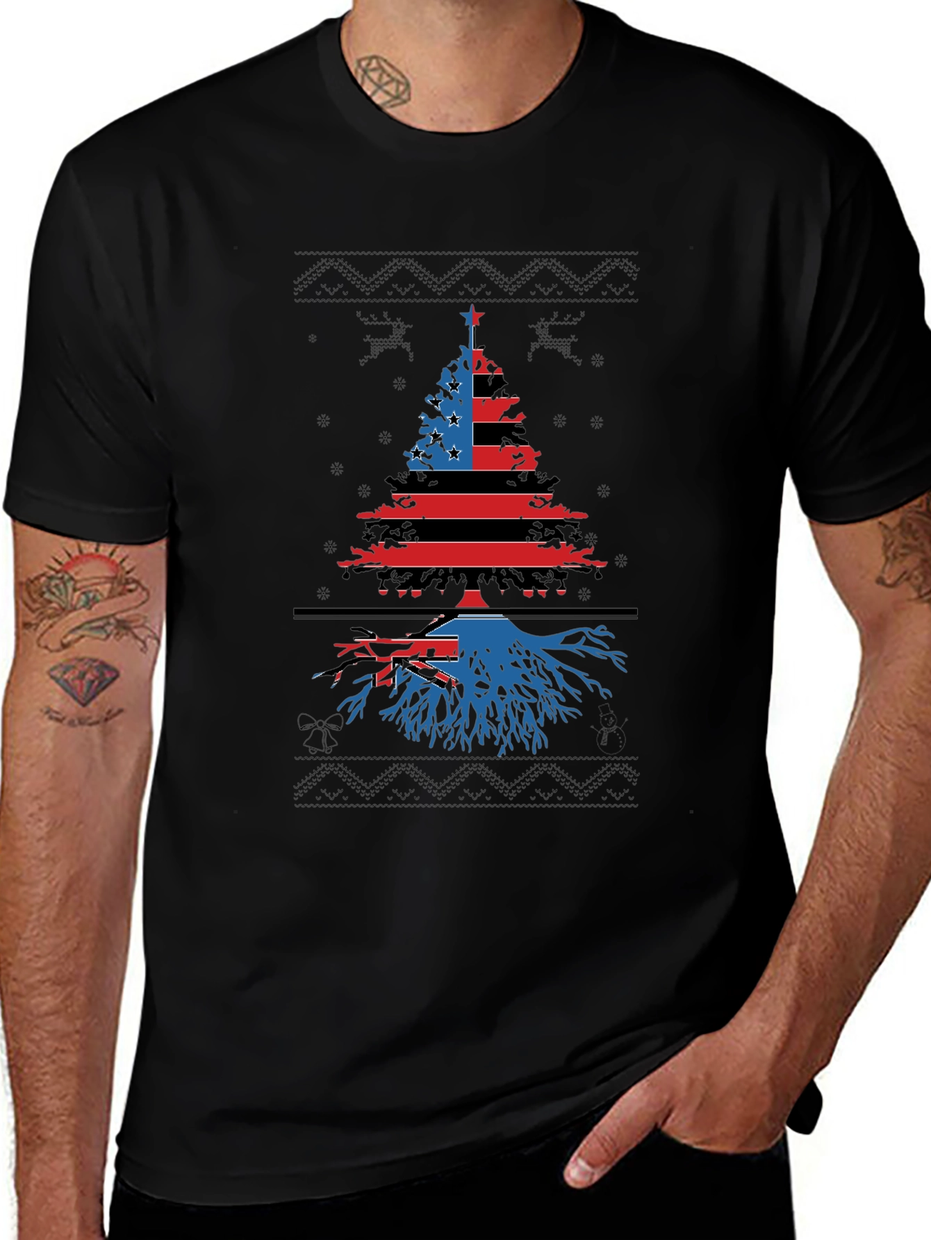 Patriotic Christmas Tree T-Shirt - Festive Holiday Apparel