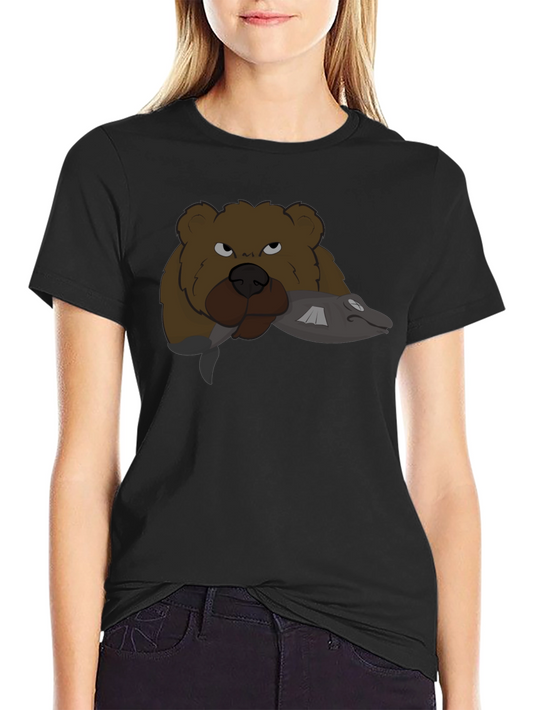 Bear & Fish Graphic Tee - Mens Black T-Shirt