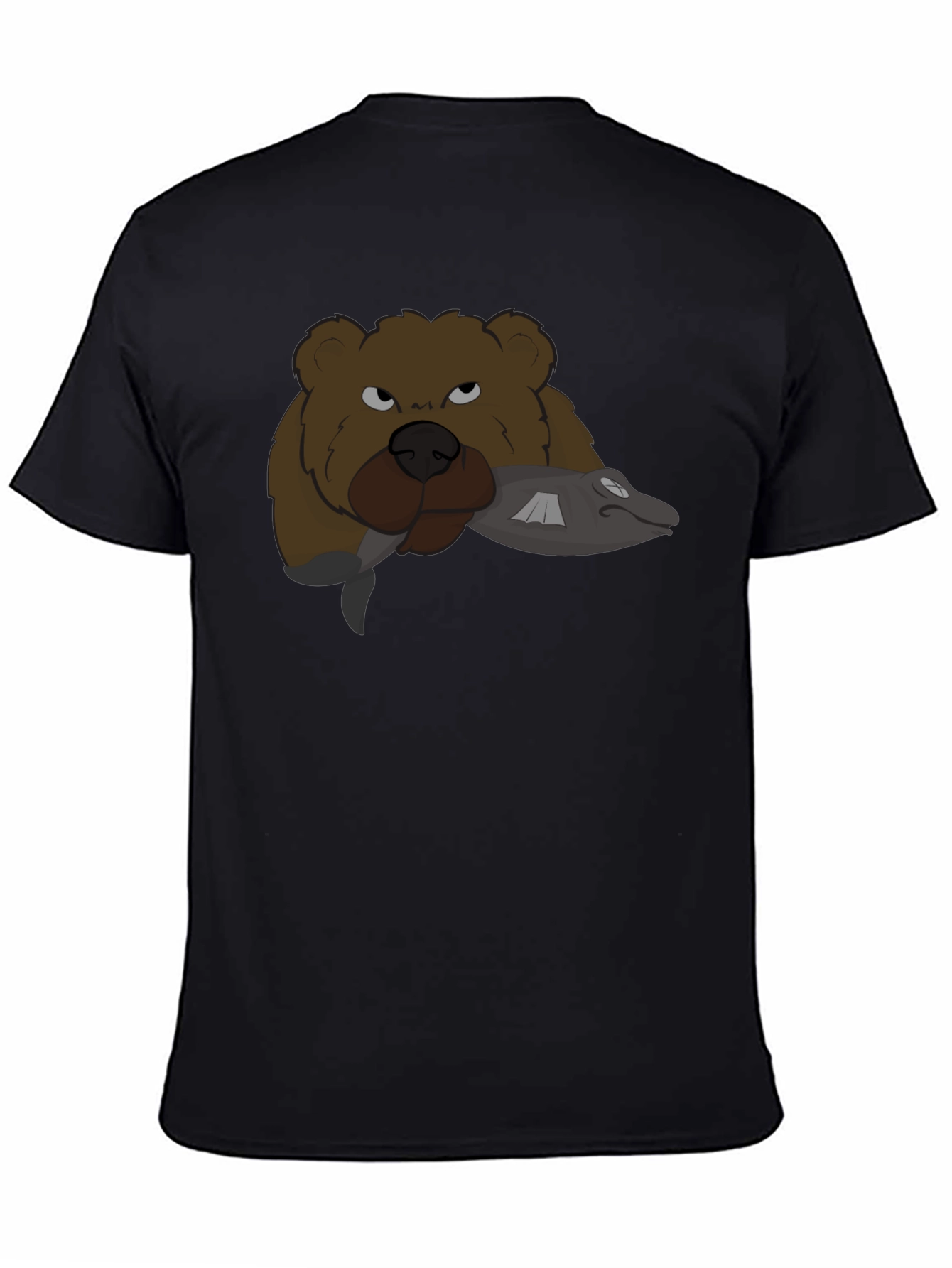 Bear & Fish Graphic Tee - Mens Black T-Shirt