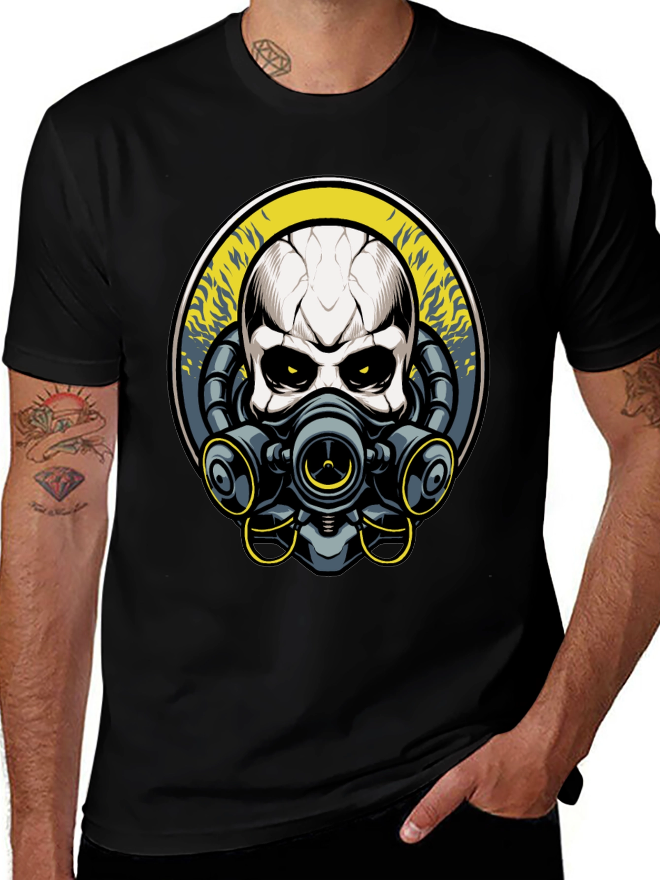 Skull Gas Mask Graphic T-Shirt - Unique Design