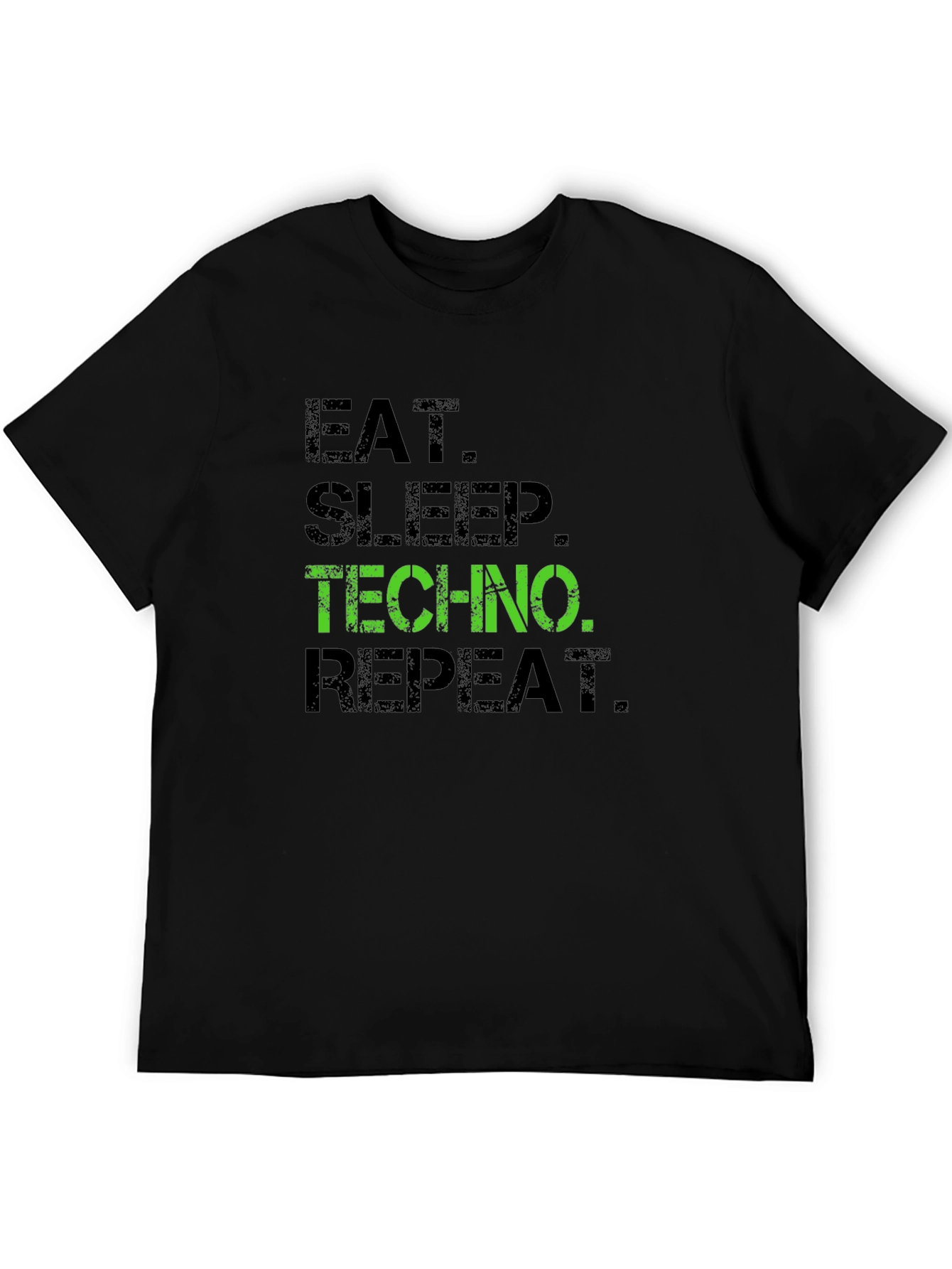 Eat Sleep Techno Repeat Black Graphic T-Shirt