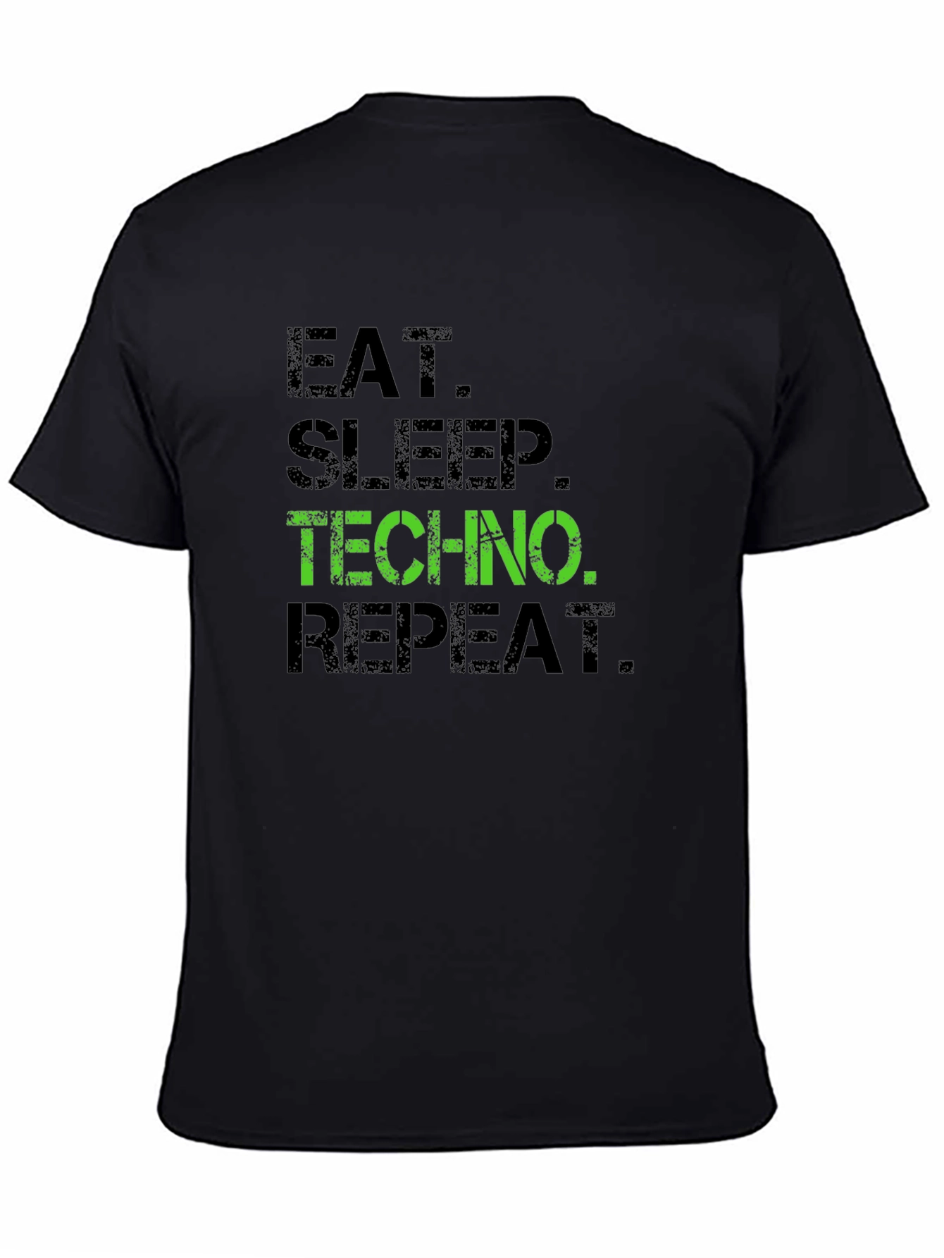 Eat Sleep Techno Repeat Black Graphic T-Shirt