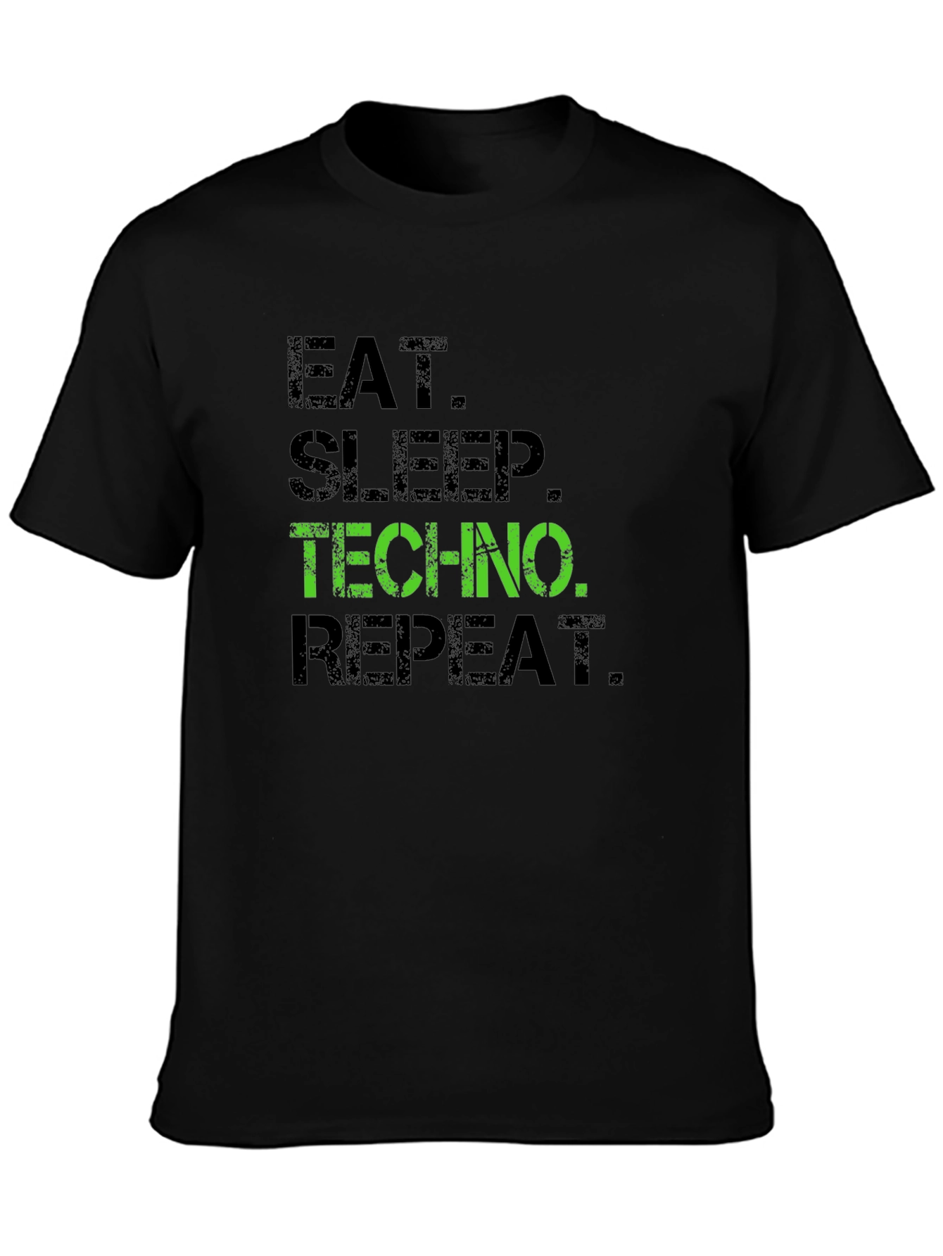 Eat Sleep Techno Repeat Black Graphic T-Shirt