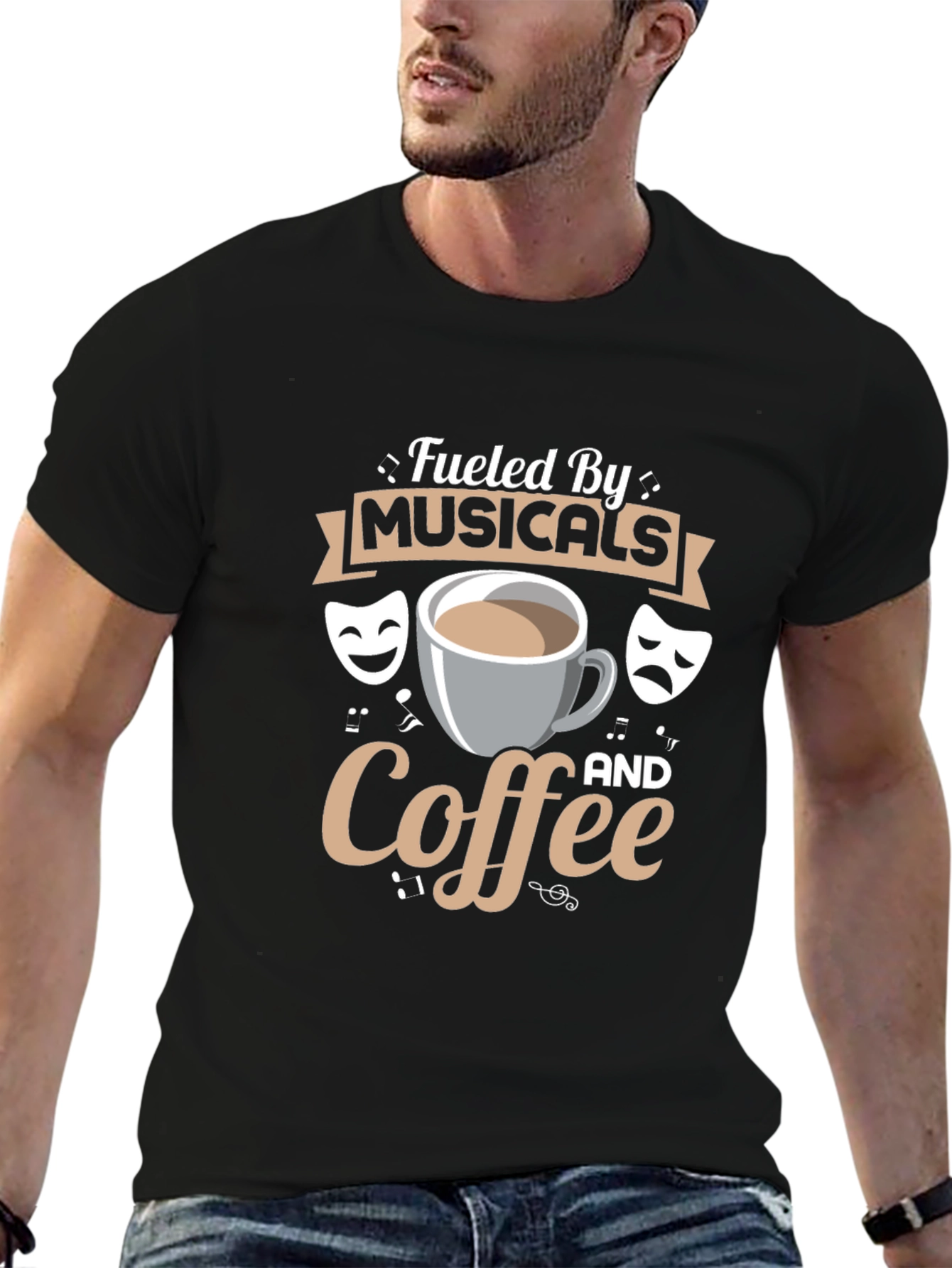 Musicals and Coffee Black T-Shirt