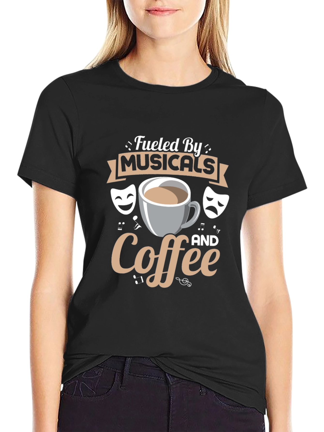 Musicals and Coffee Black T-Shirt