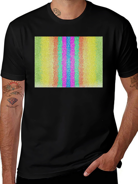 Retro Stripe Pattern Graphic Tee - Black