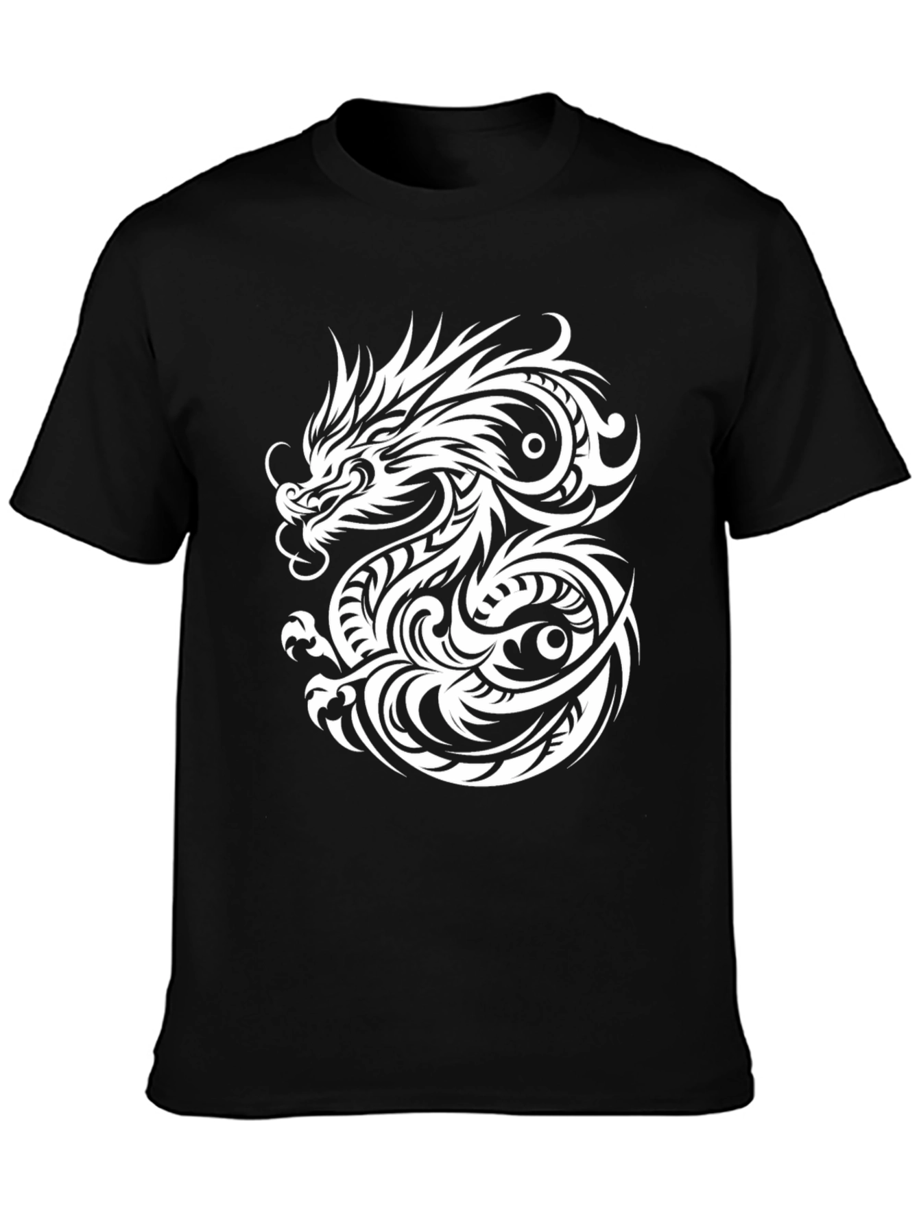 Dragon Graphic Print Mens Black T-Shirt