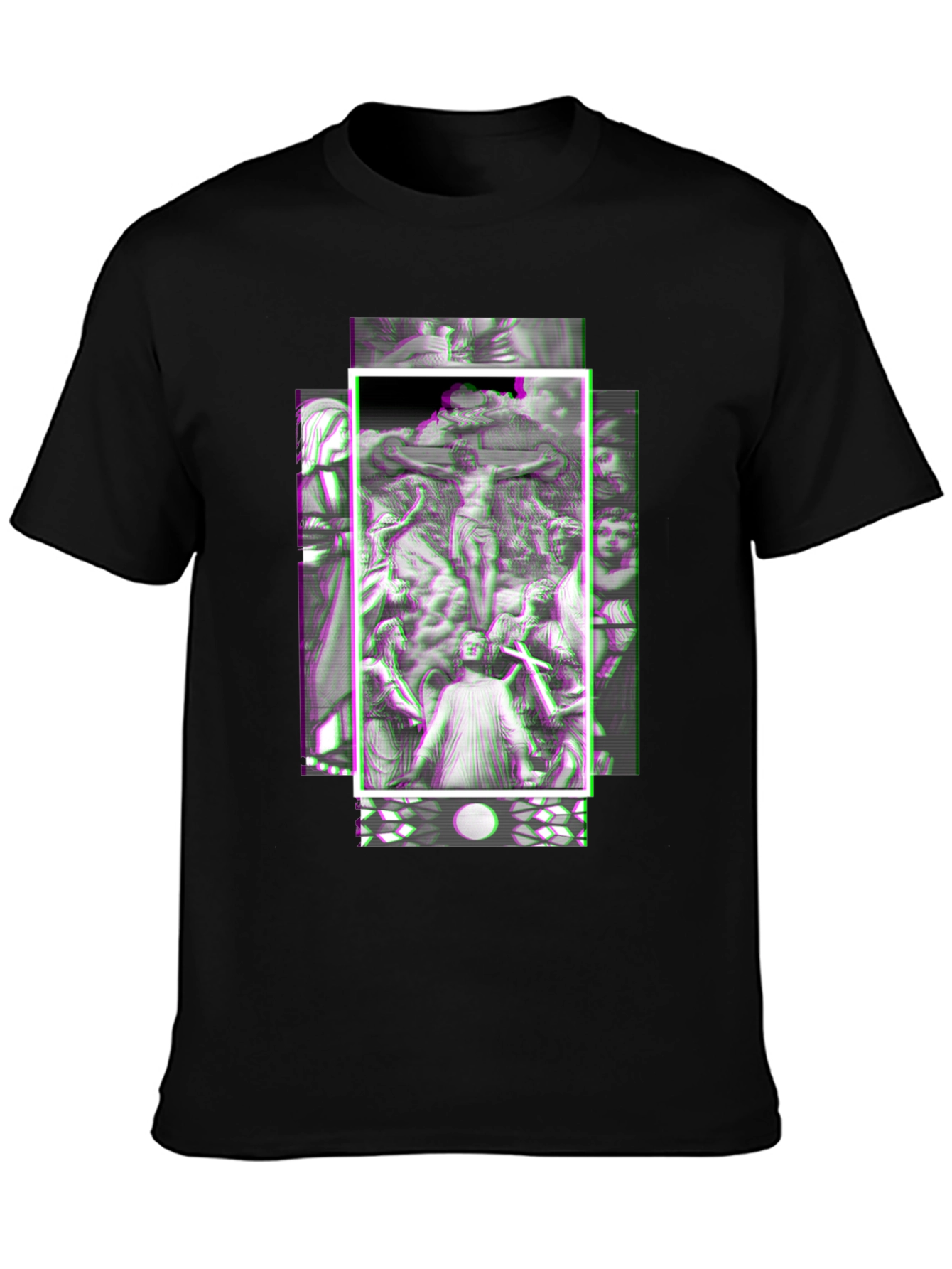 Glitch Art Graphic Tee - Black Unisex Shirt