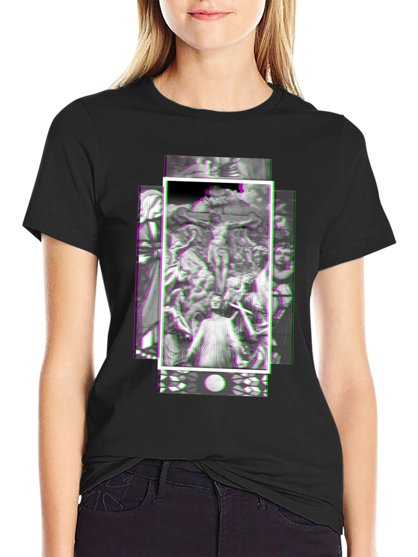 Glitch Art Graphic Tee - Black Unisex Shirt