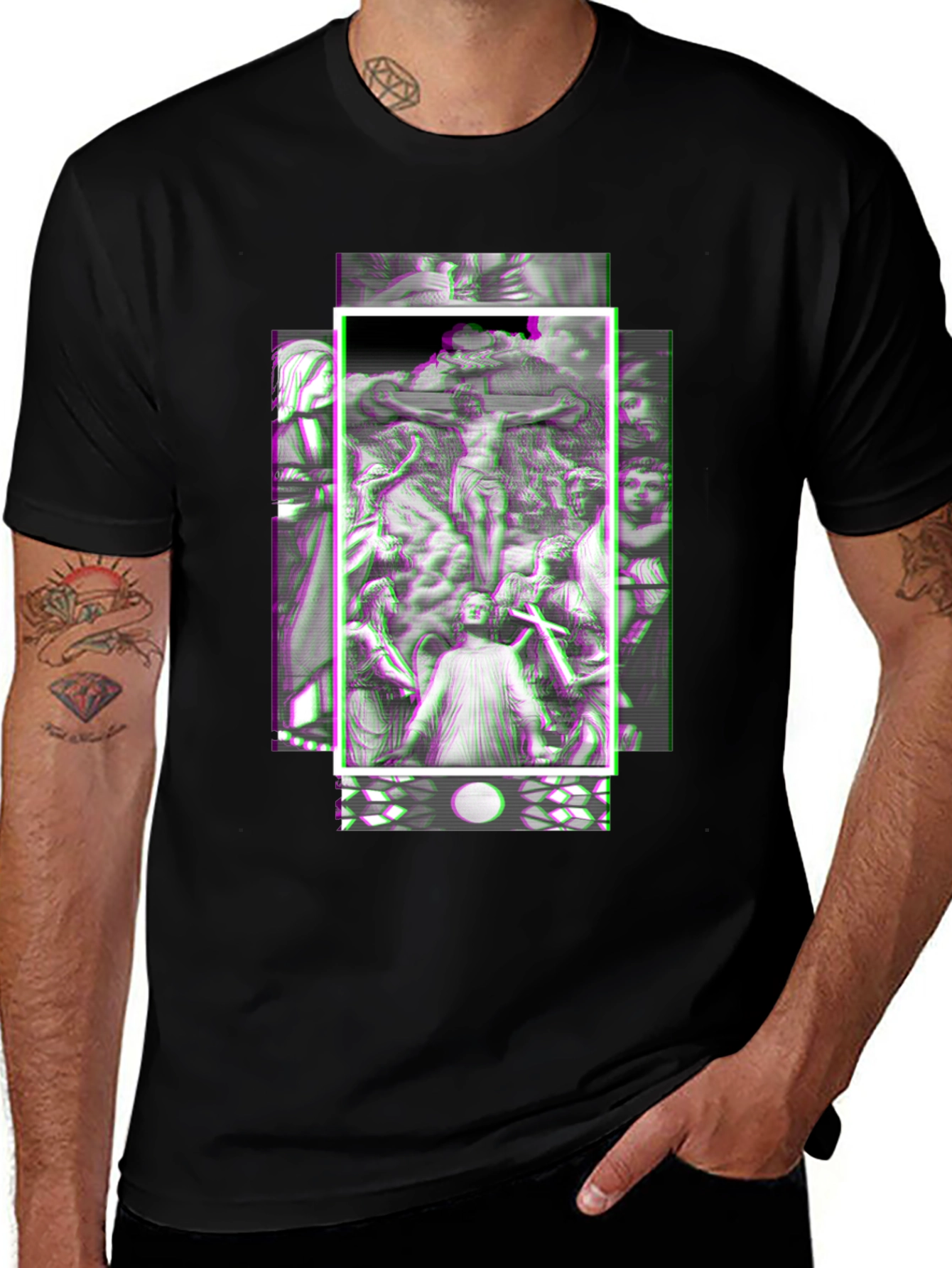 Glitch Art Graphic Tee - Black Unisex Shirt