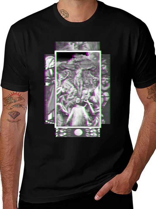 Glitch Art Graphic Tee - Black Unisex Shirt
