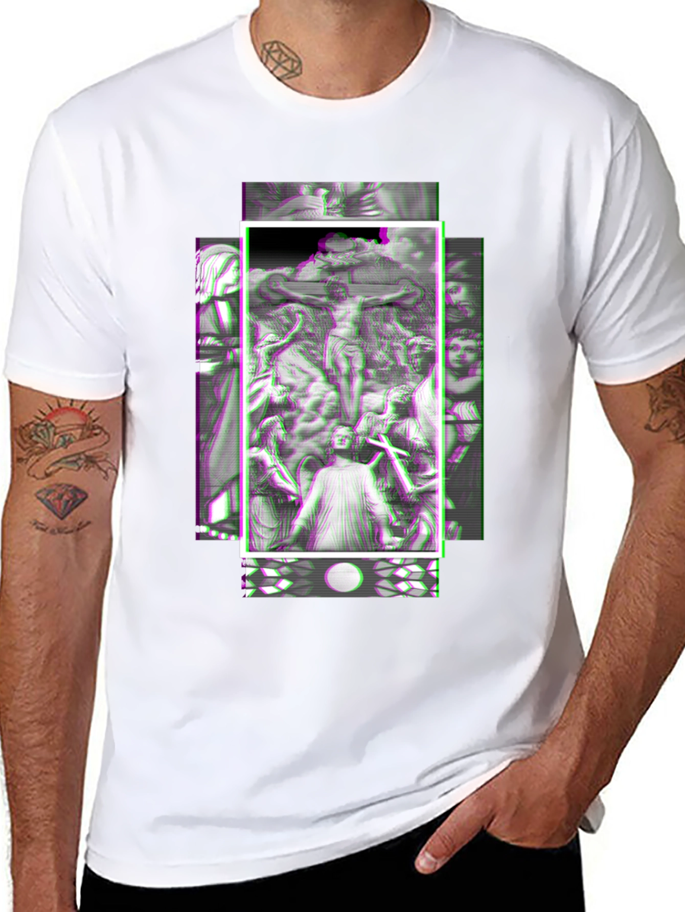 Glitch Art Graphic Tee - Black Unisex Shirt