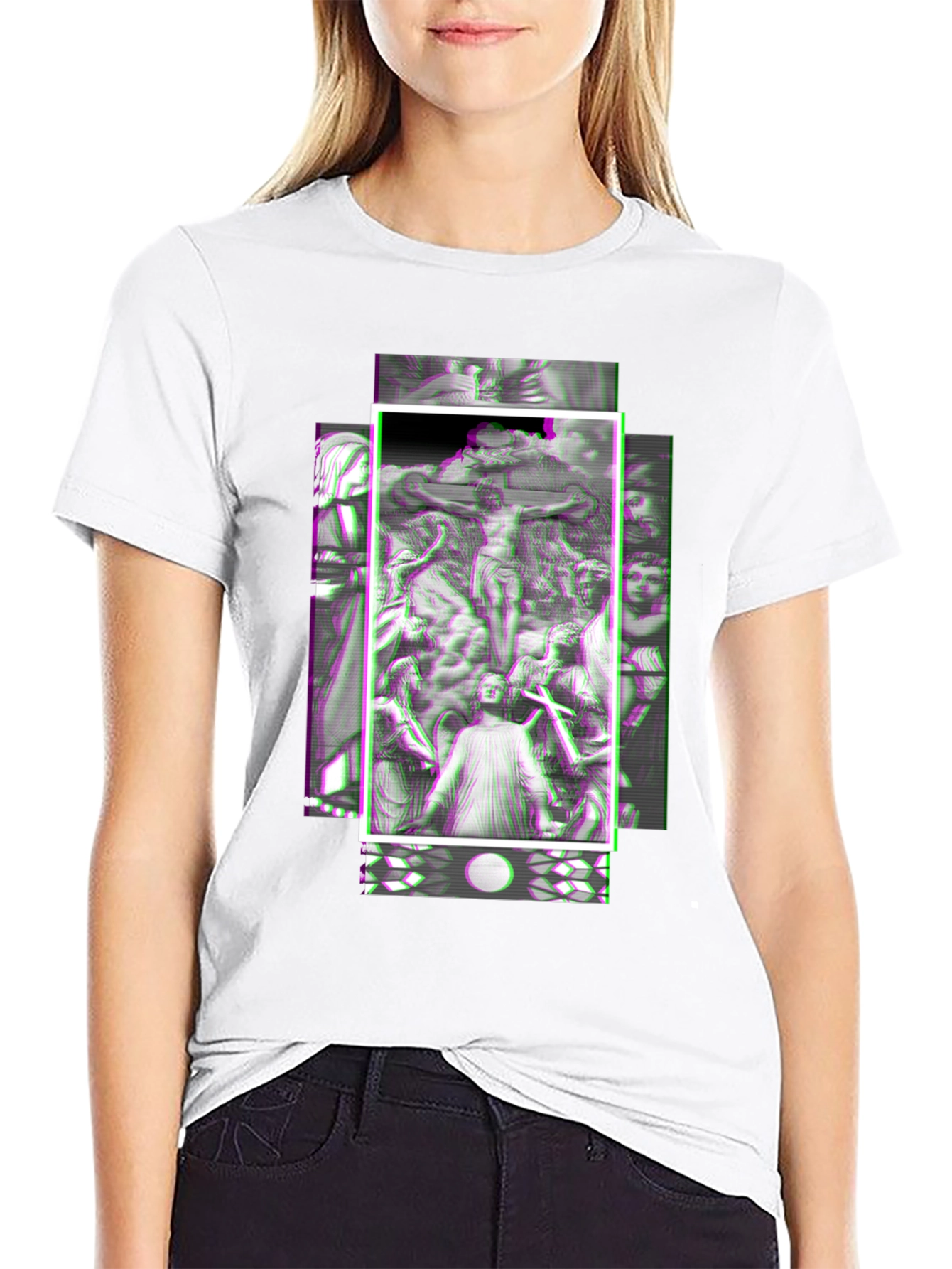 Glitch Art Graphic Tee - Black Unisex Shirt