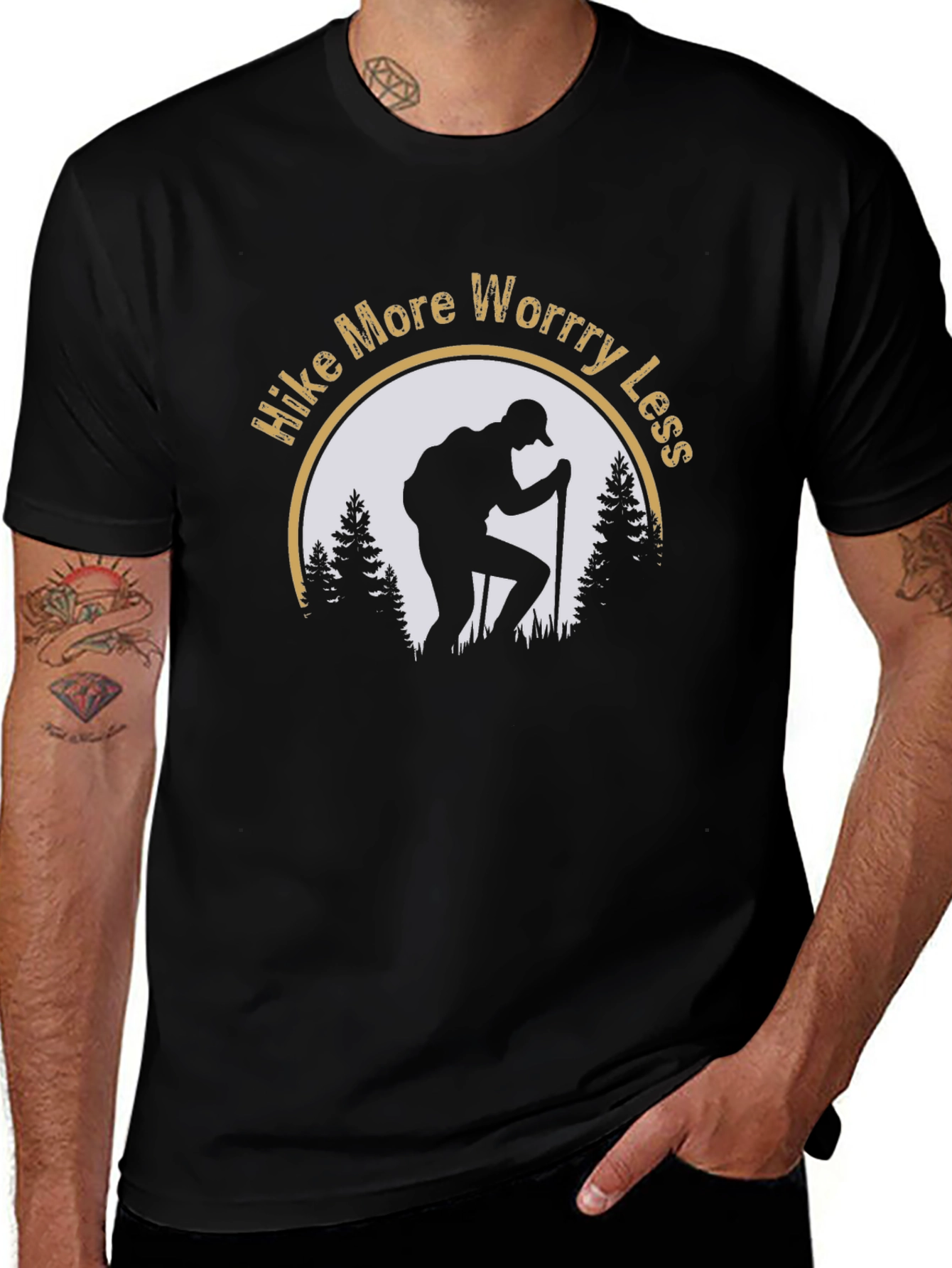 Hike More Worry Less Black T-Shirt