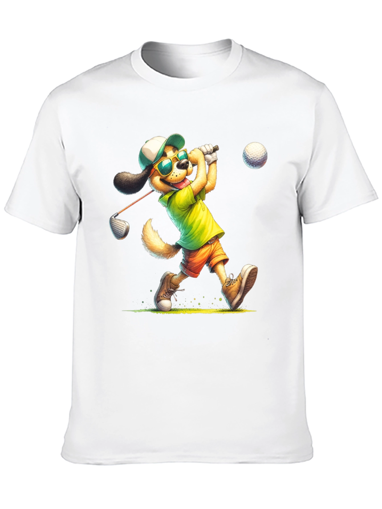 Cartoon Dog Golfer T-Shirt