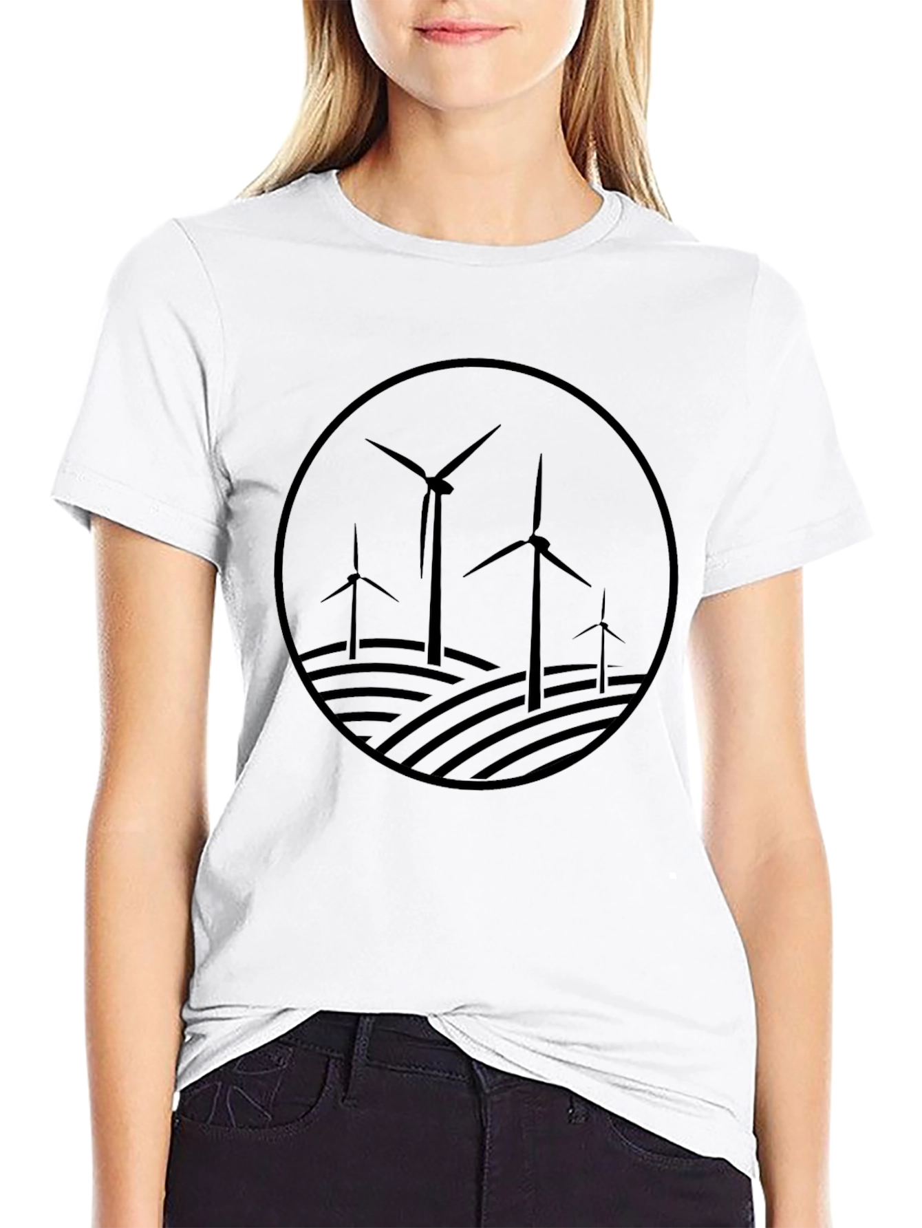 Wind Turbine Graphic Tee - Eco-Friendly Energy Shirt