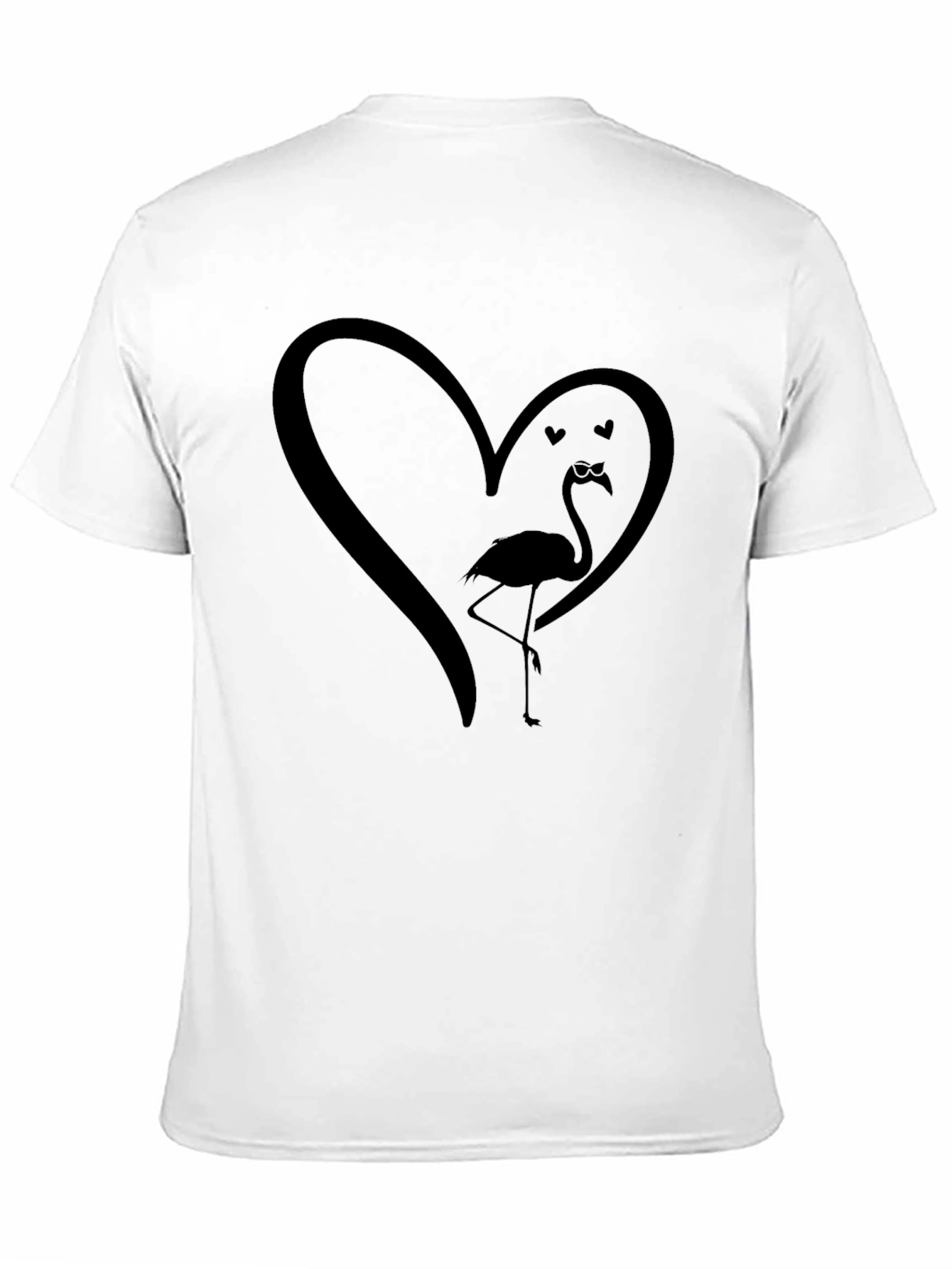 Mens Black Flamingo Heart Graphic Tee