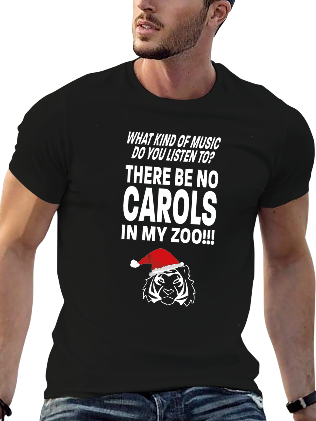 Funny Christmas Tiger Zoo Music T-Shirt