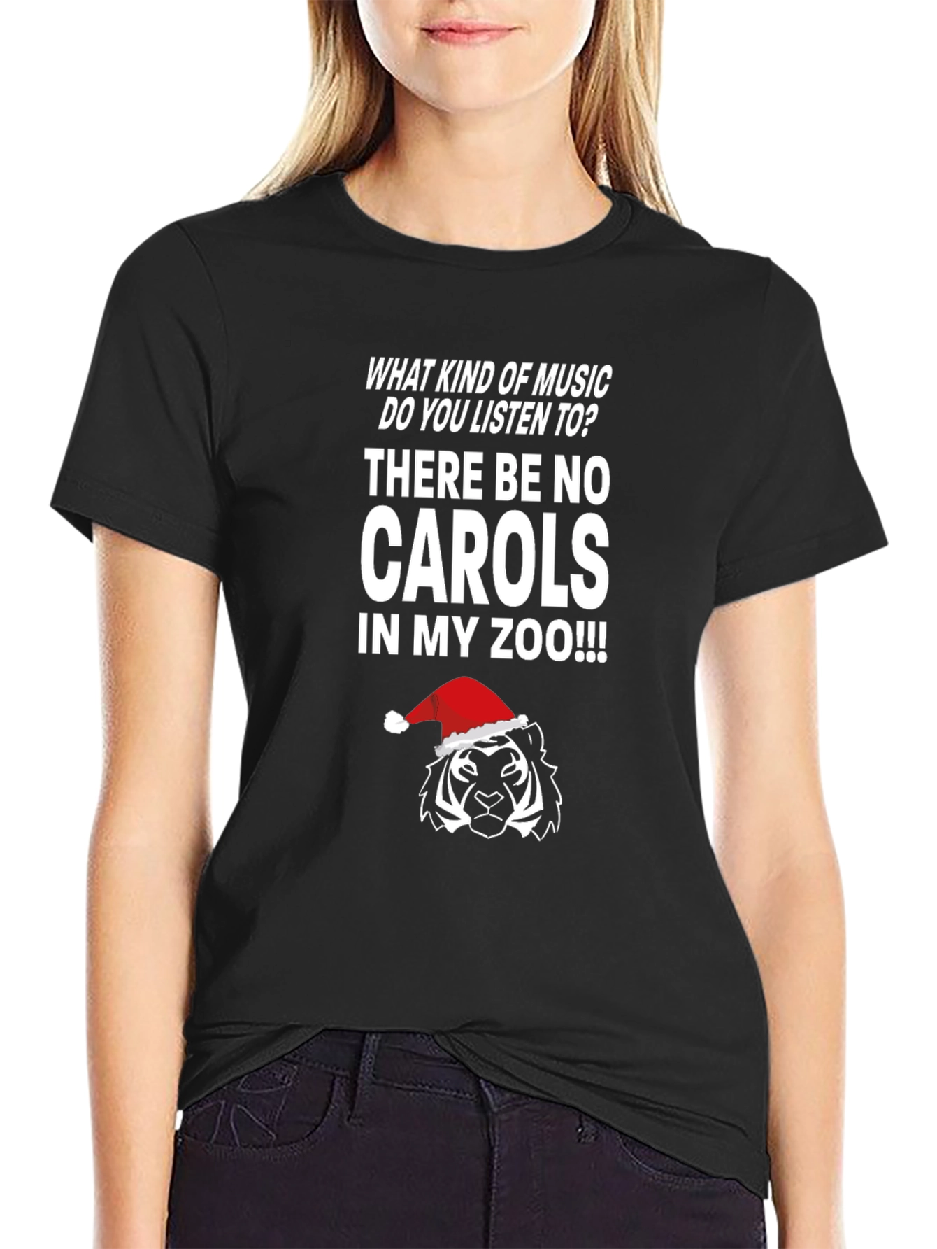 Funny Christmas Tiger Zoo Music T-Shirt