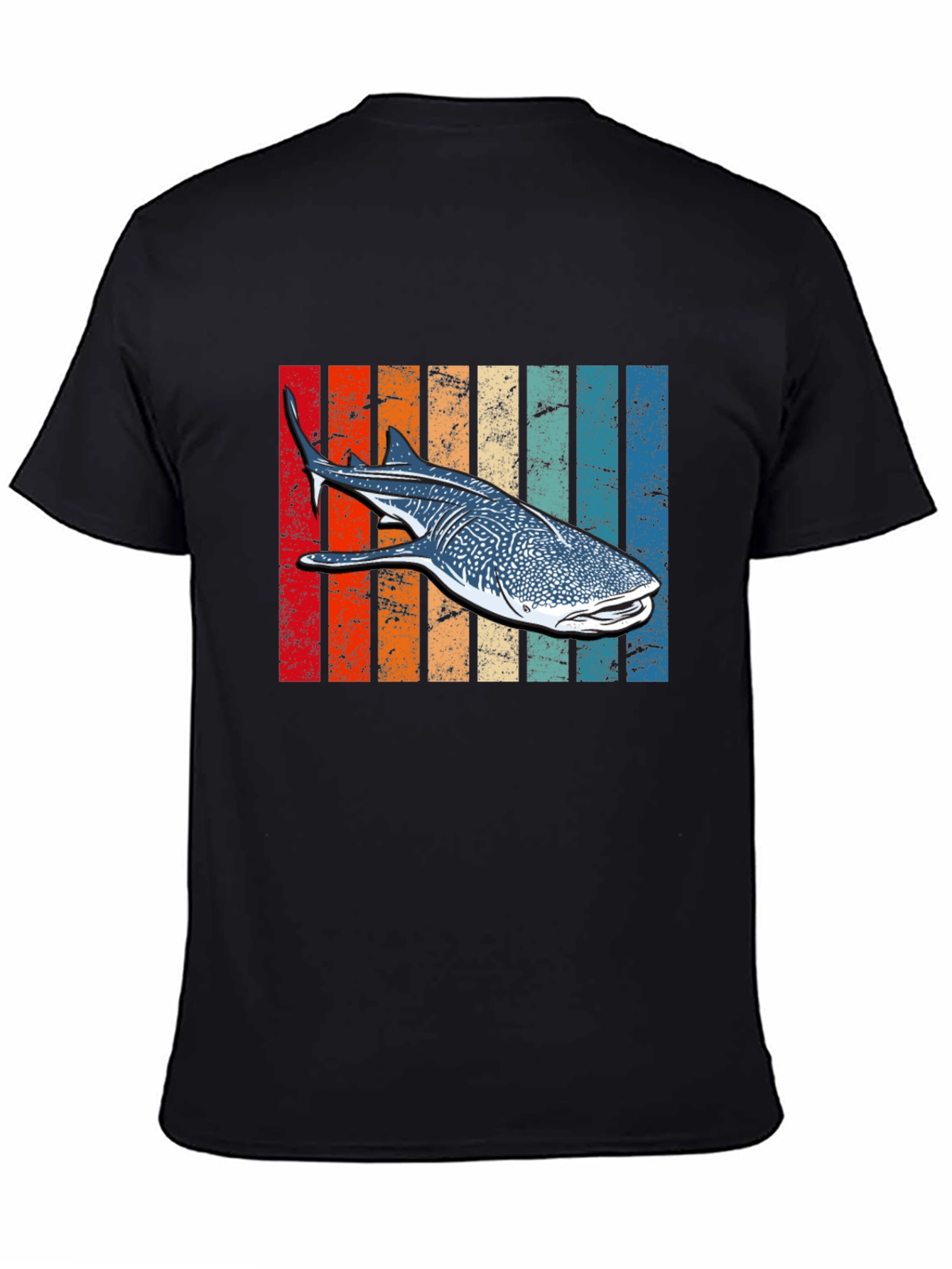Retro Whale Shark Graphic Tee - Black