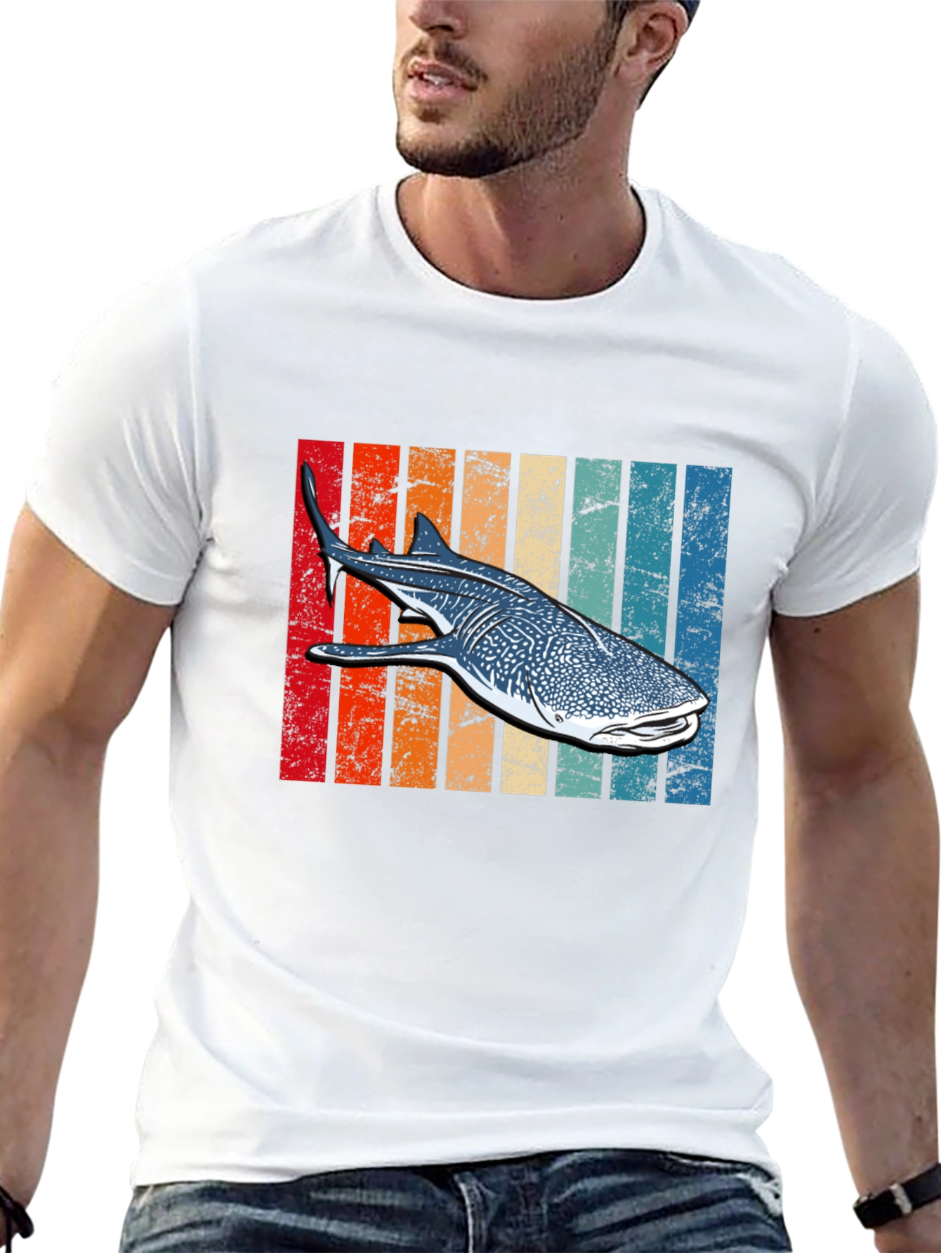 Retro Whale Shark Graphic Tee - Black