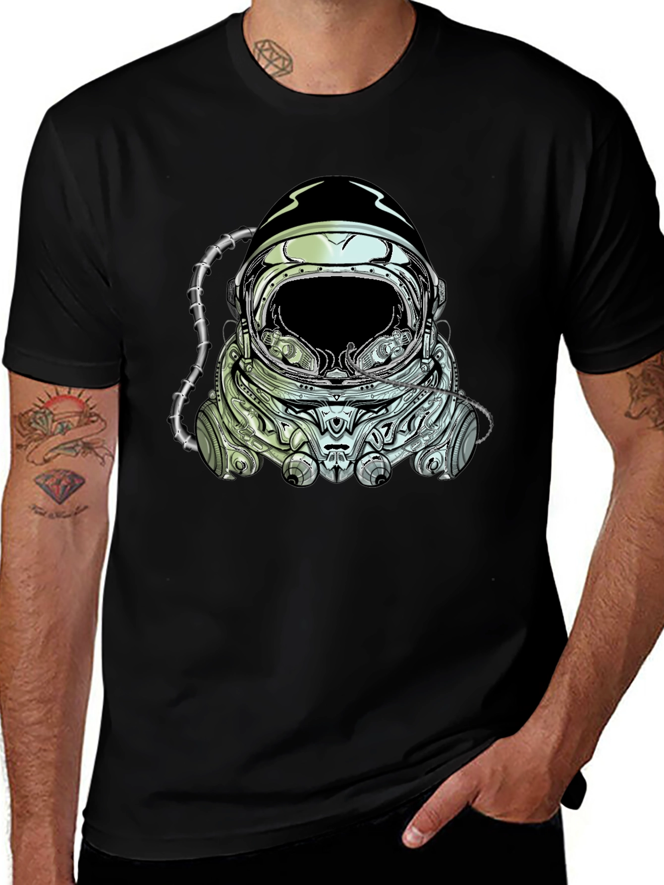Astronaut Helmet Graphic Tee - Cool Space Design
