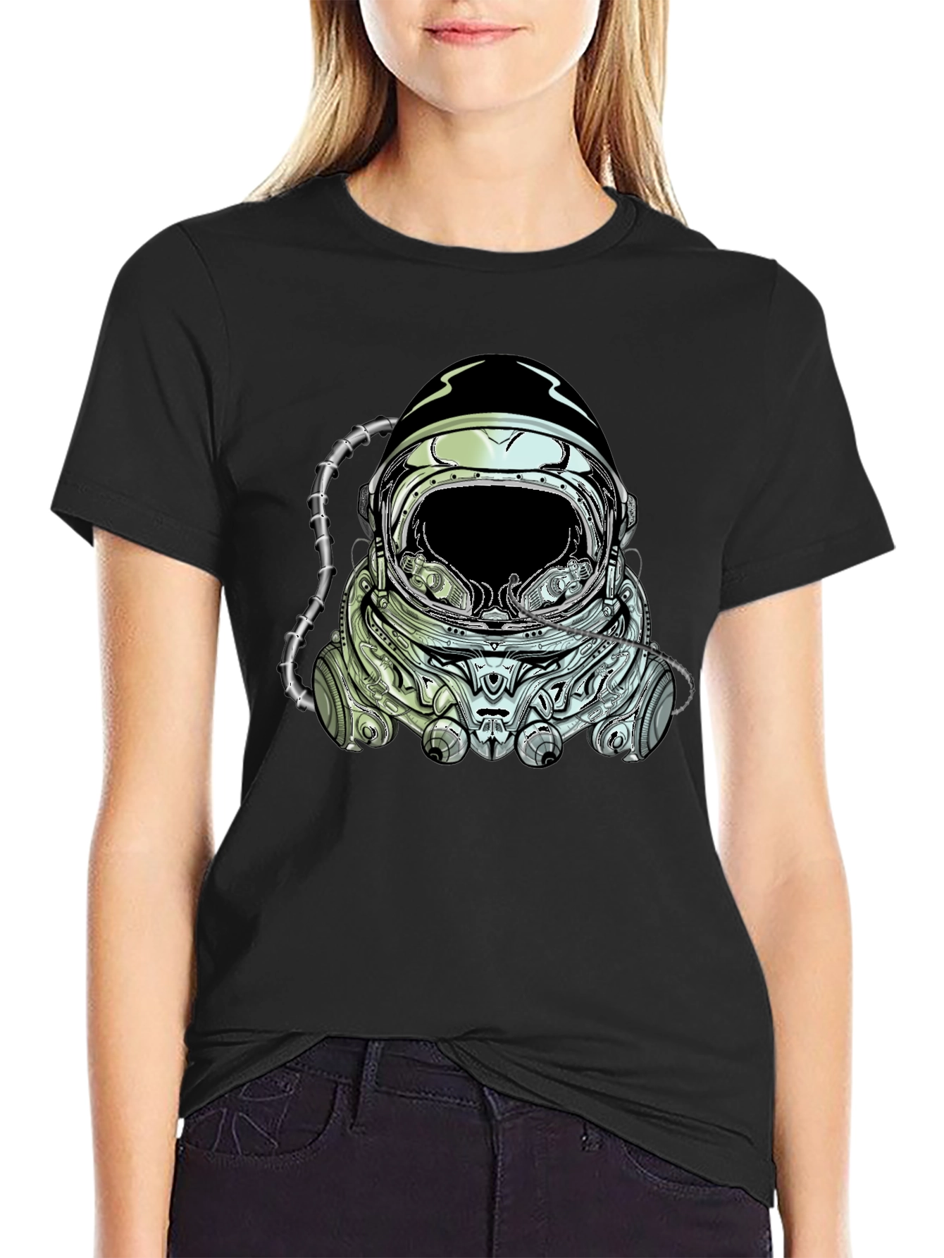 Astronaut Helmet Graphic Tee - Cool Space Design