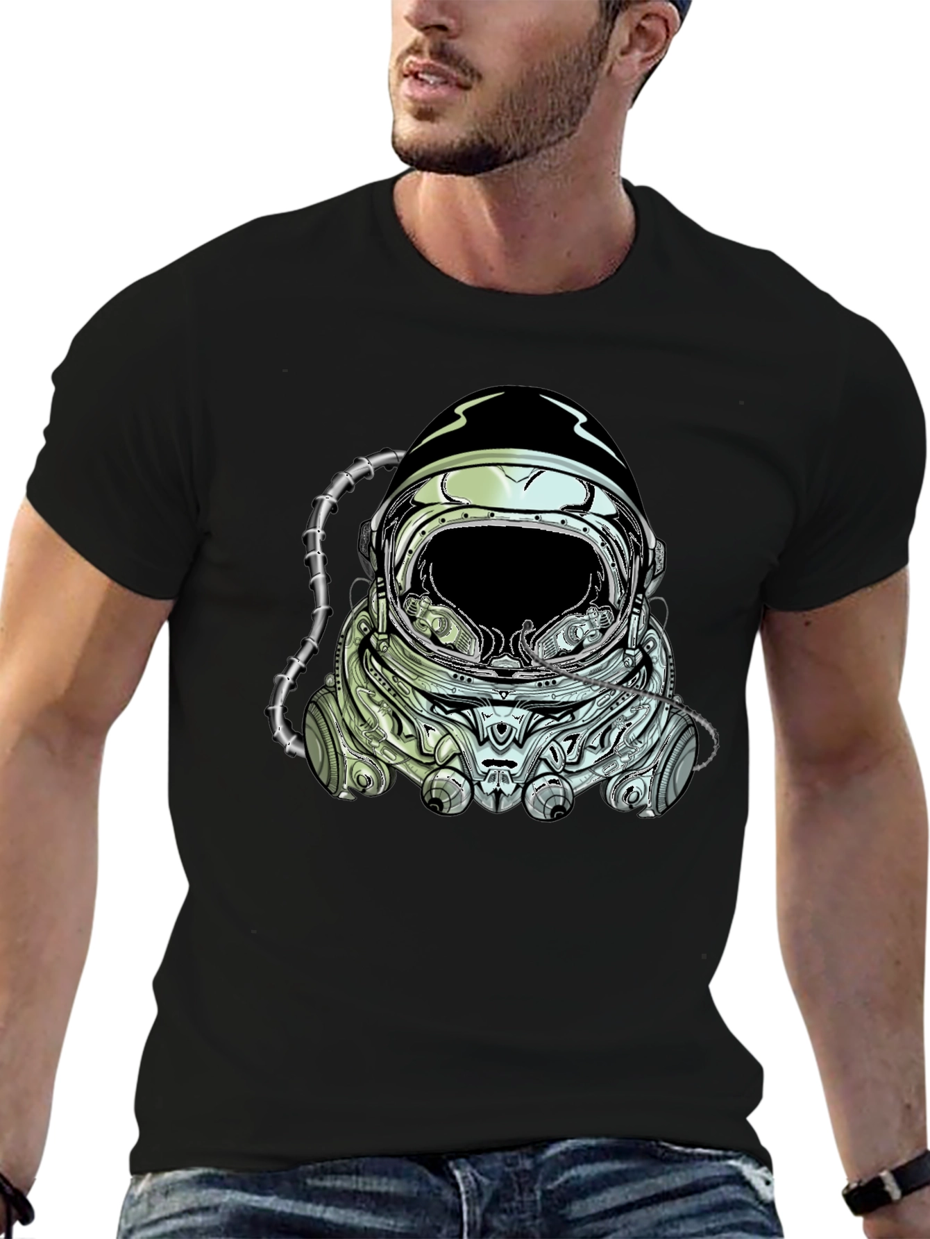 Astronaut Helmet Graphic Tee - Cool Space Design