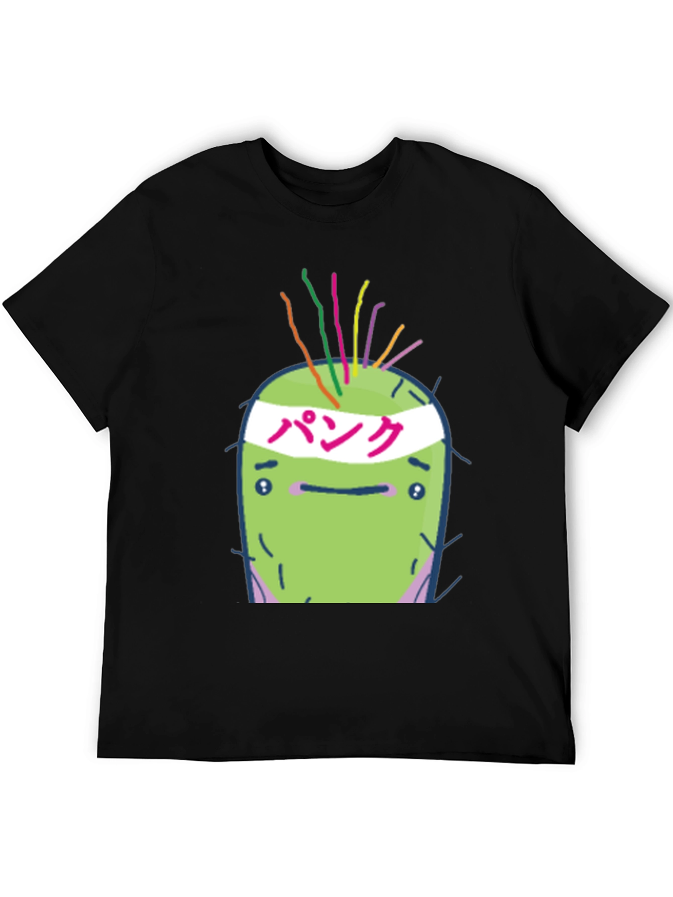 Punk Cactus Graphic Tee - Black Cotton T-Shirt