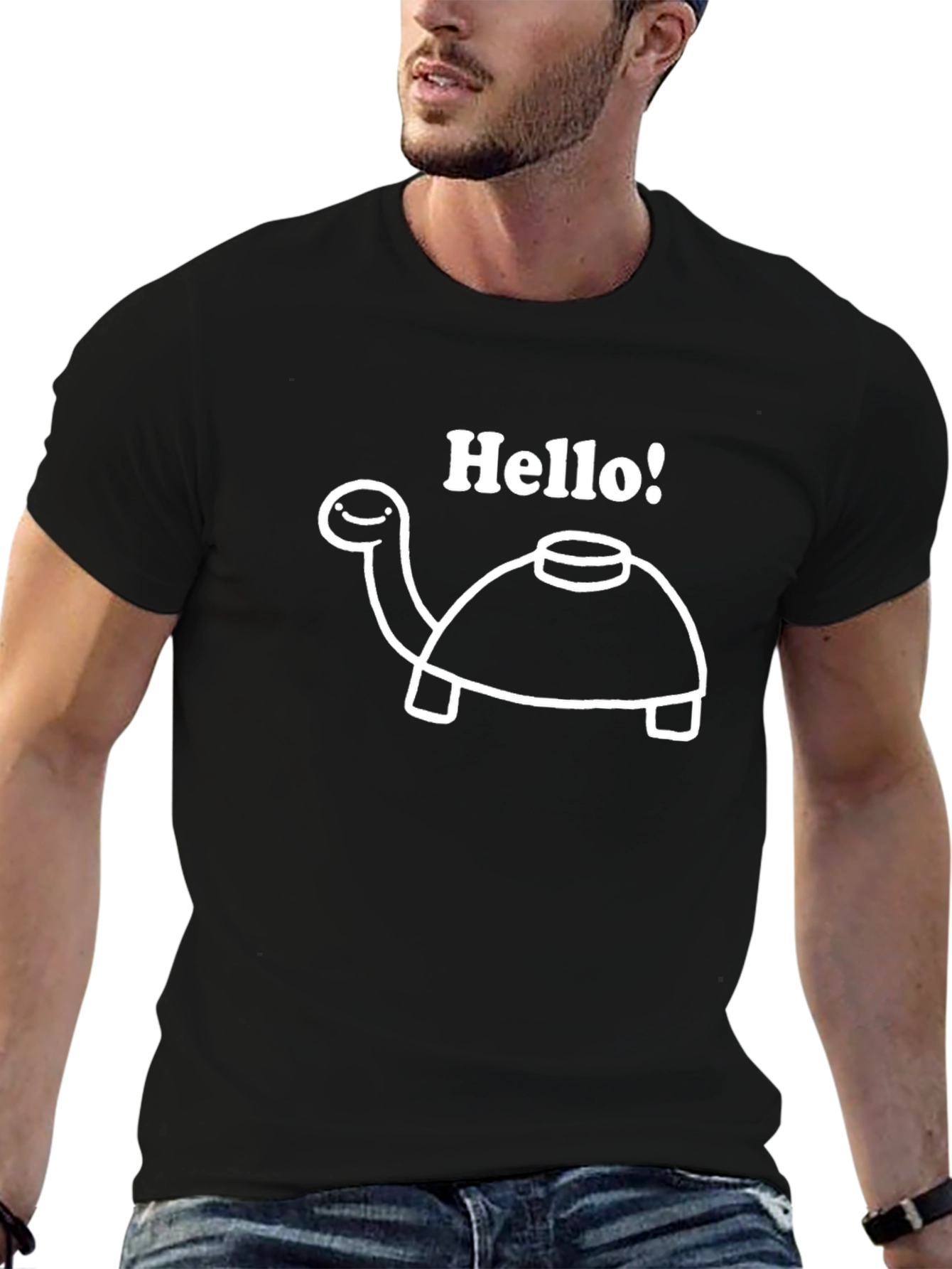 Hello Turtle Graphic Tee - Black