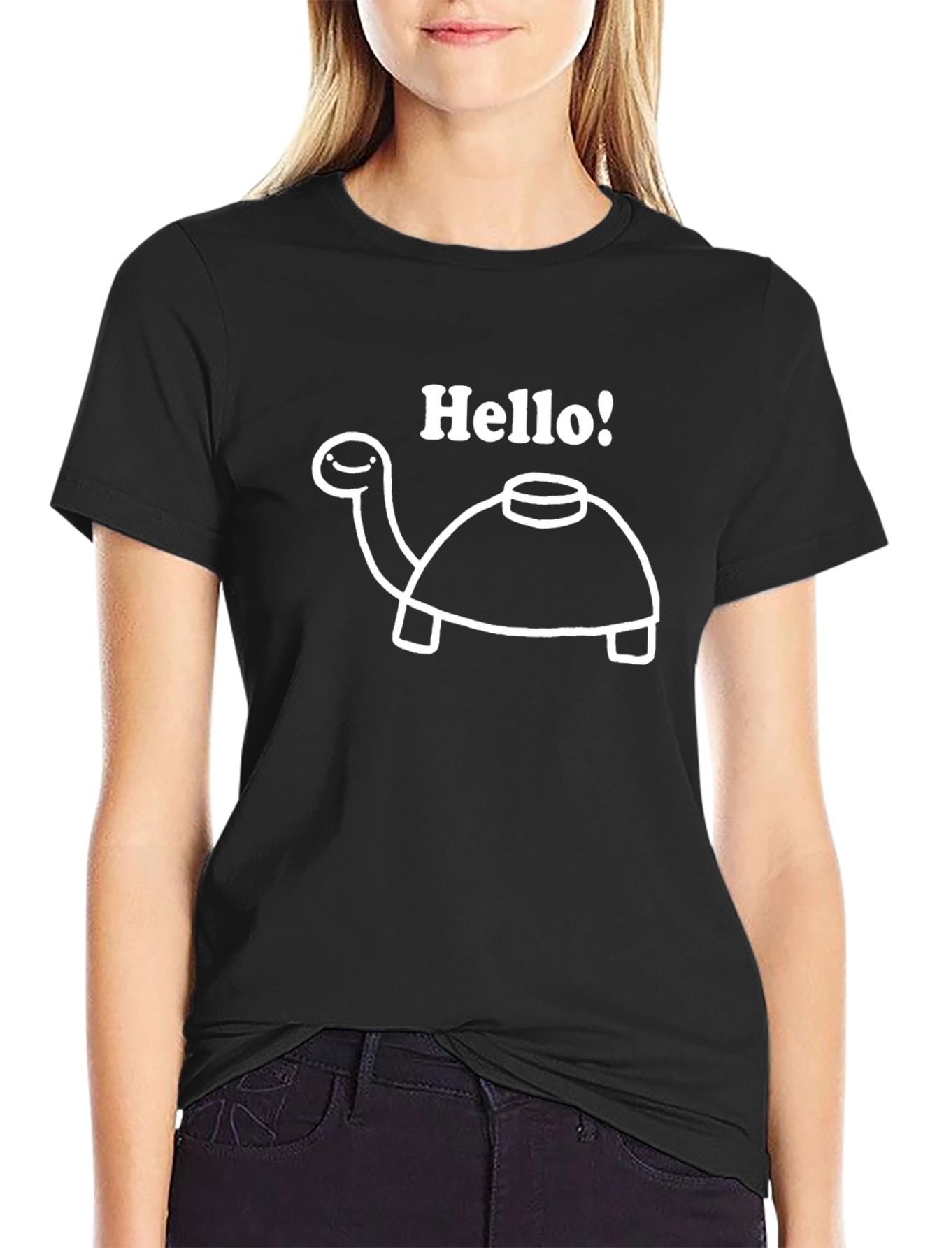 Hello Turtle Graphic Tee - Black