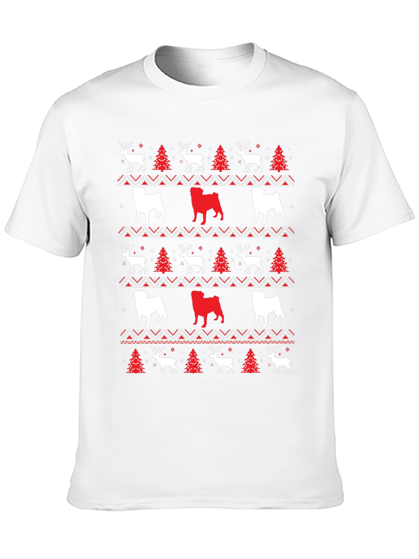 Festive Dog & Deer Christmas Pattern T-Shirt