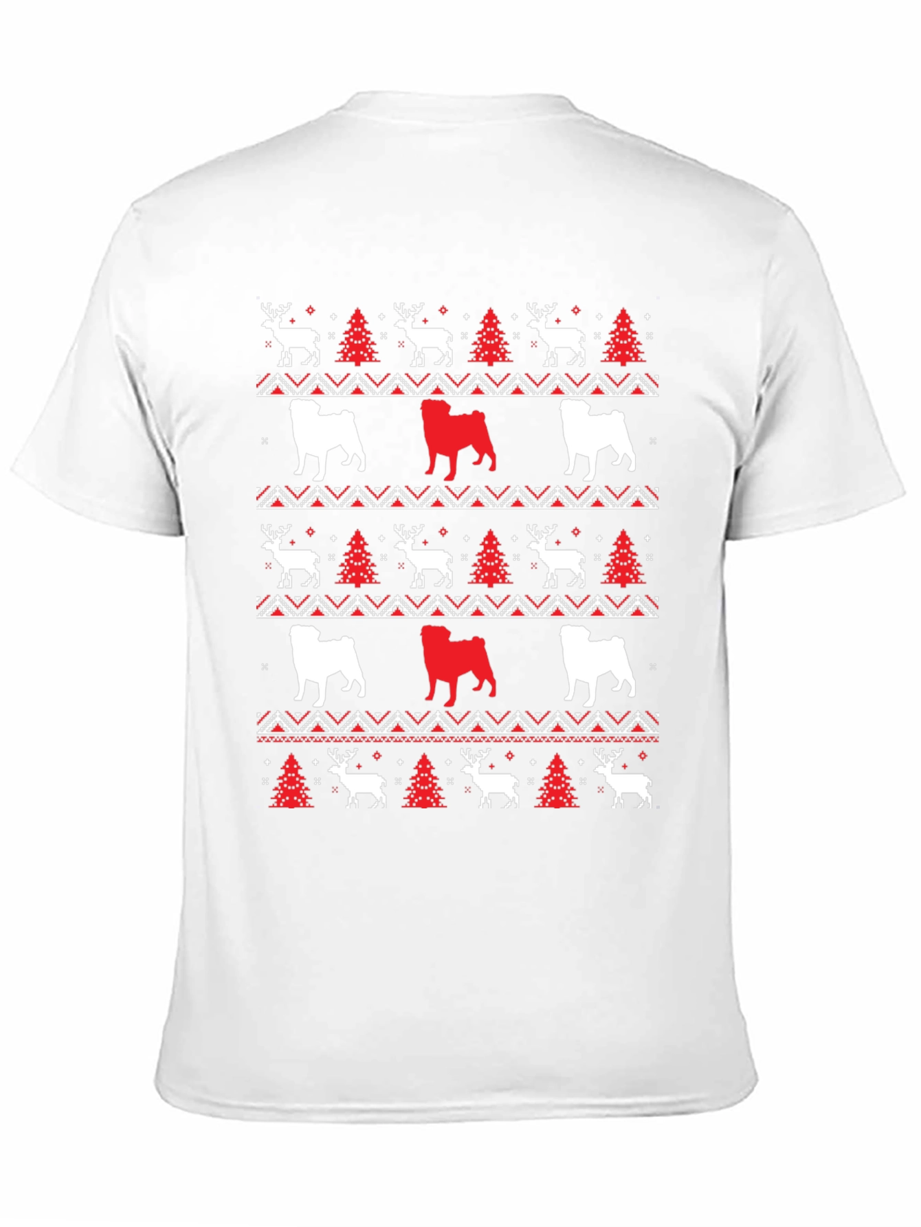 Festive Dog & Deer Christmas Pattern T-Shirt