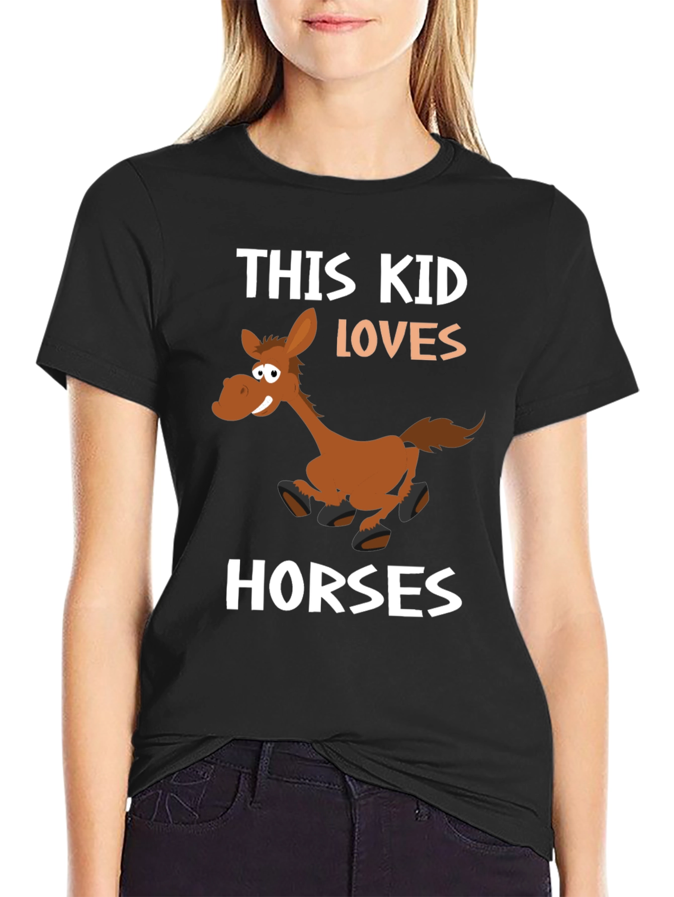 This Kid Loves Horses Black T-Shirt