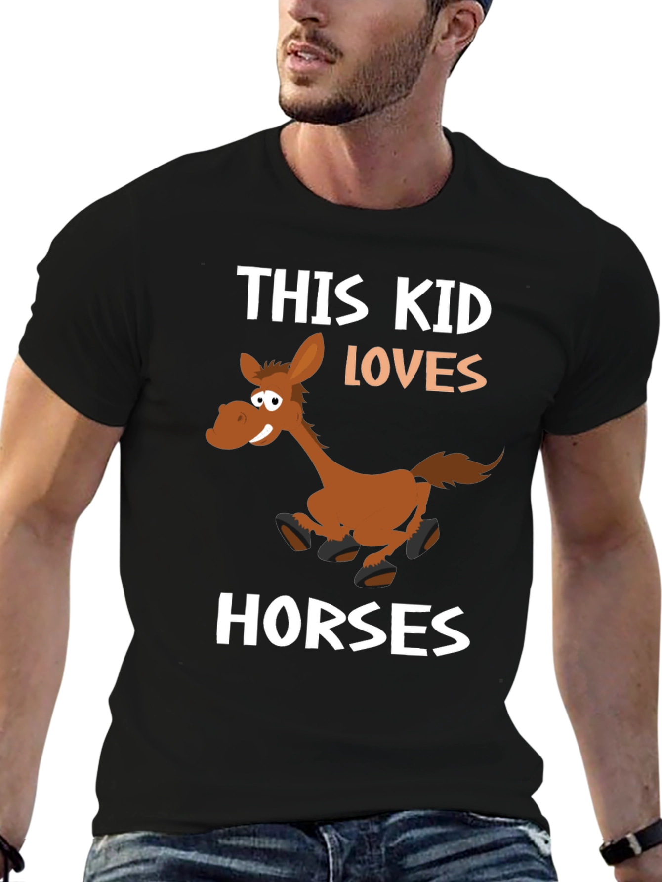 This Kid Loves Horses Black T-Shirt