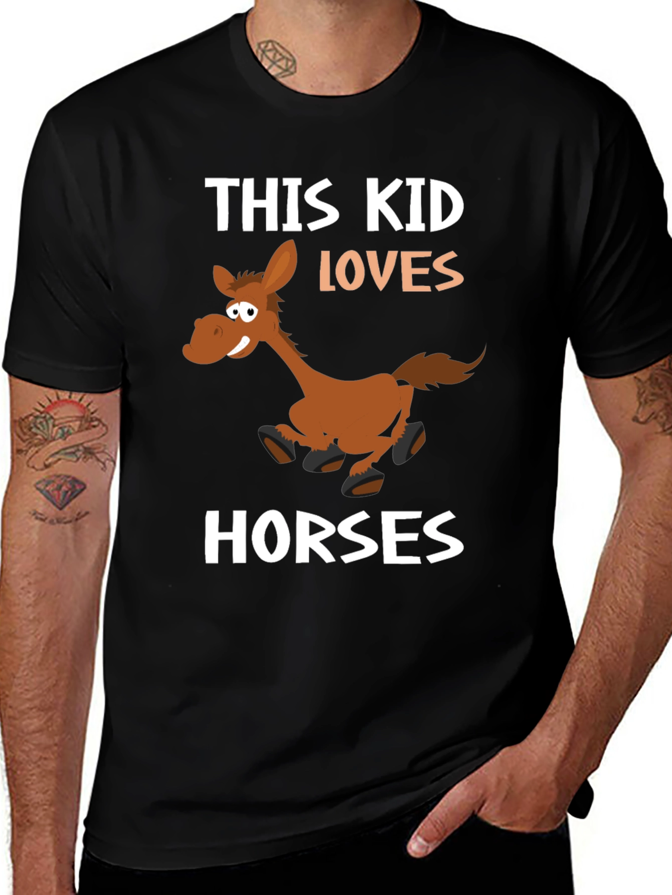 This Kid Loves Horses Black T-Shirt