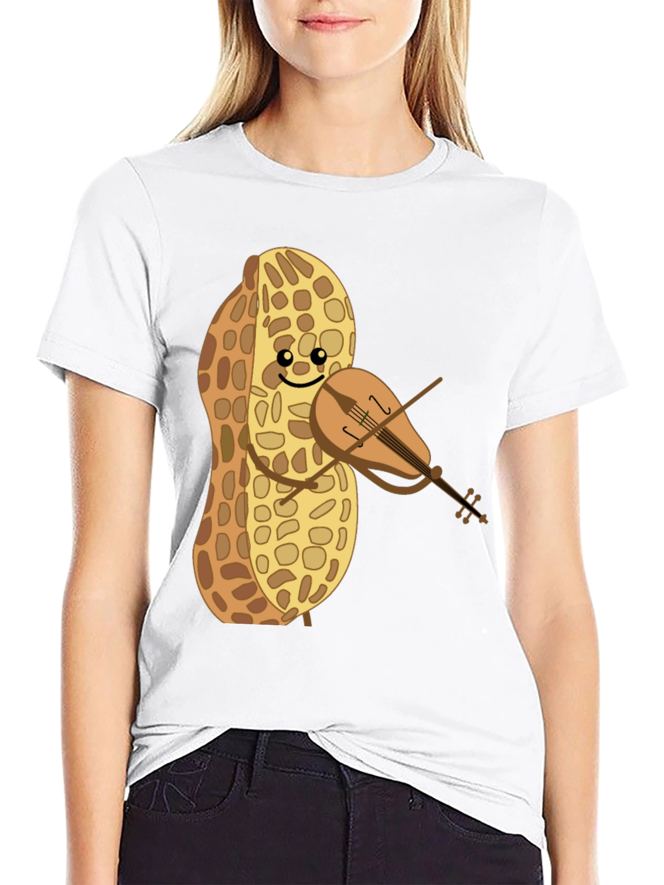 Funny Peanut Violinist Graphic Tee