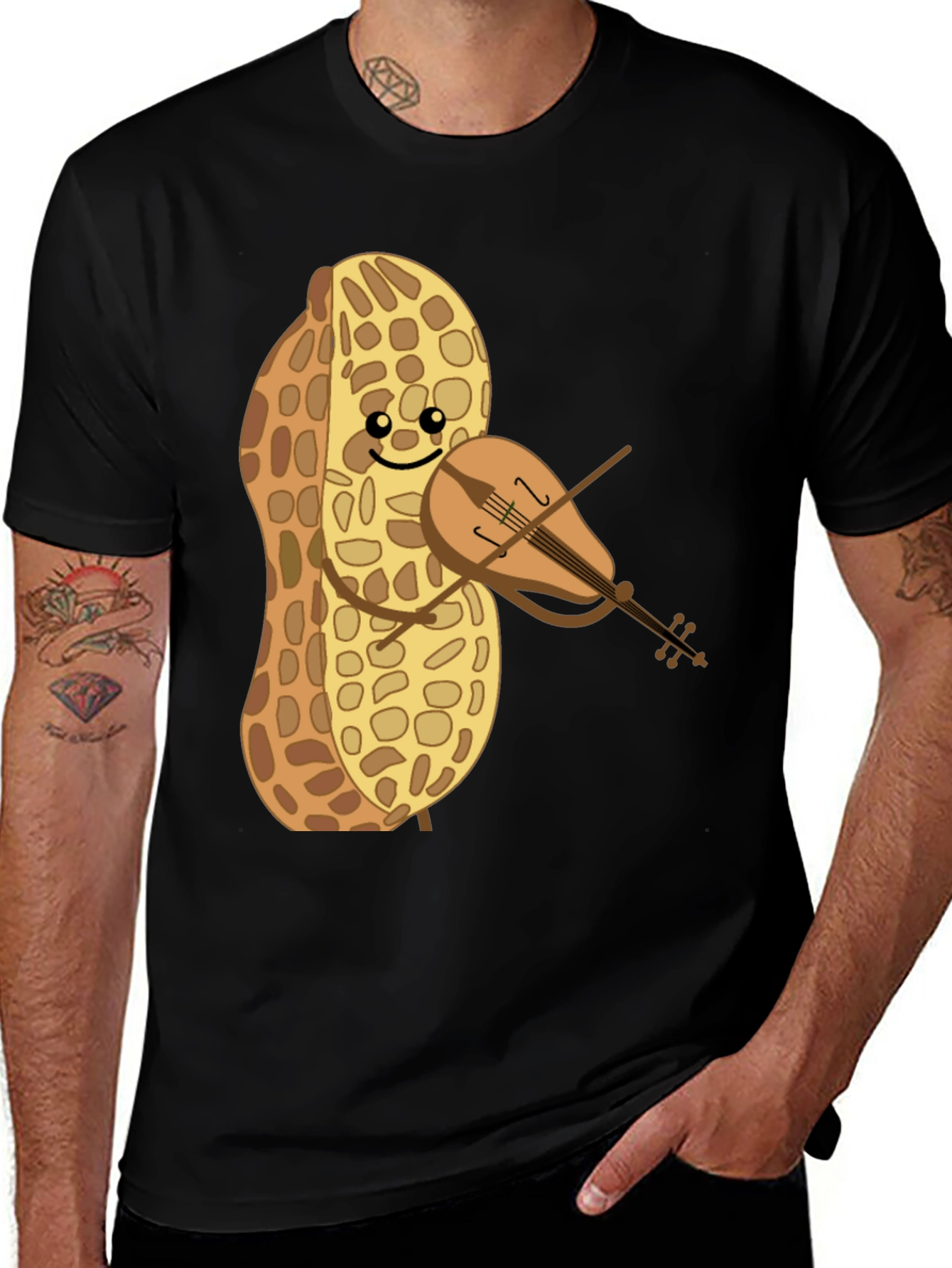 Funny Peanut Violinist Graphic Tee