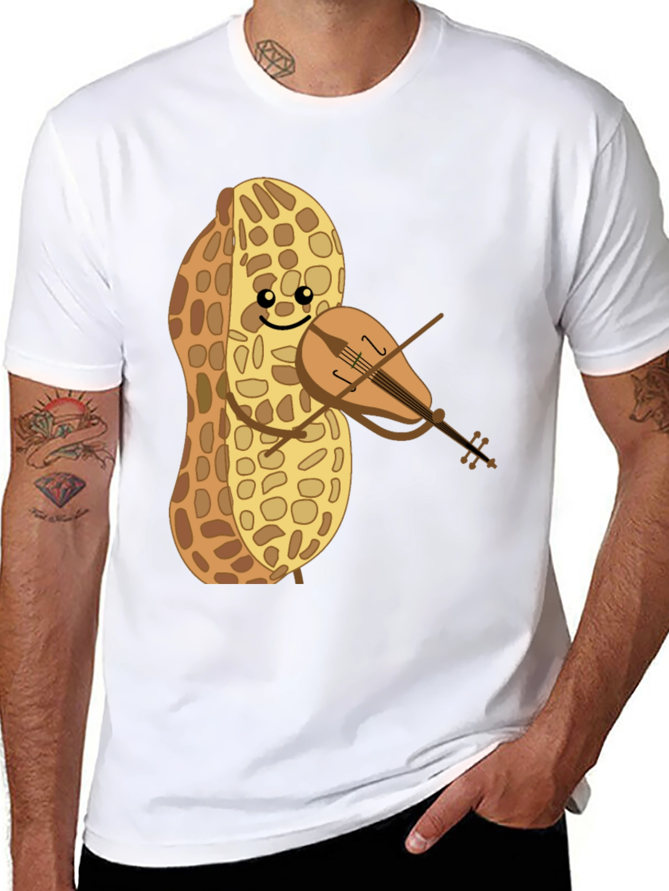 Funny Peanut Violinist Graphic Tee